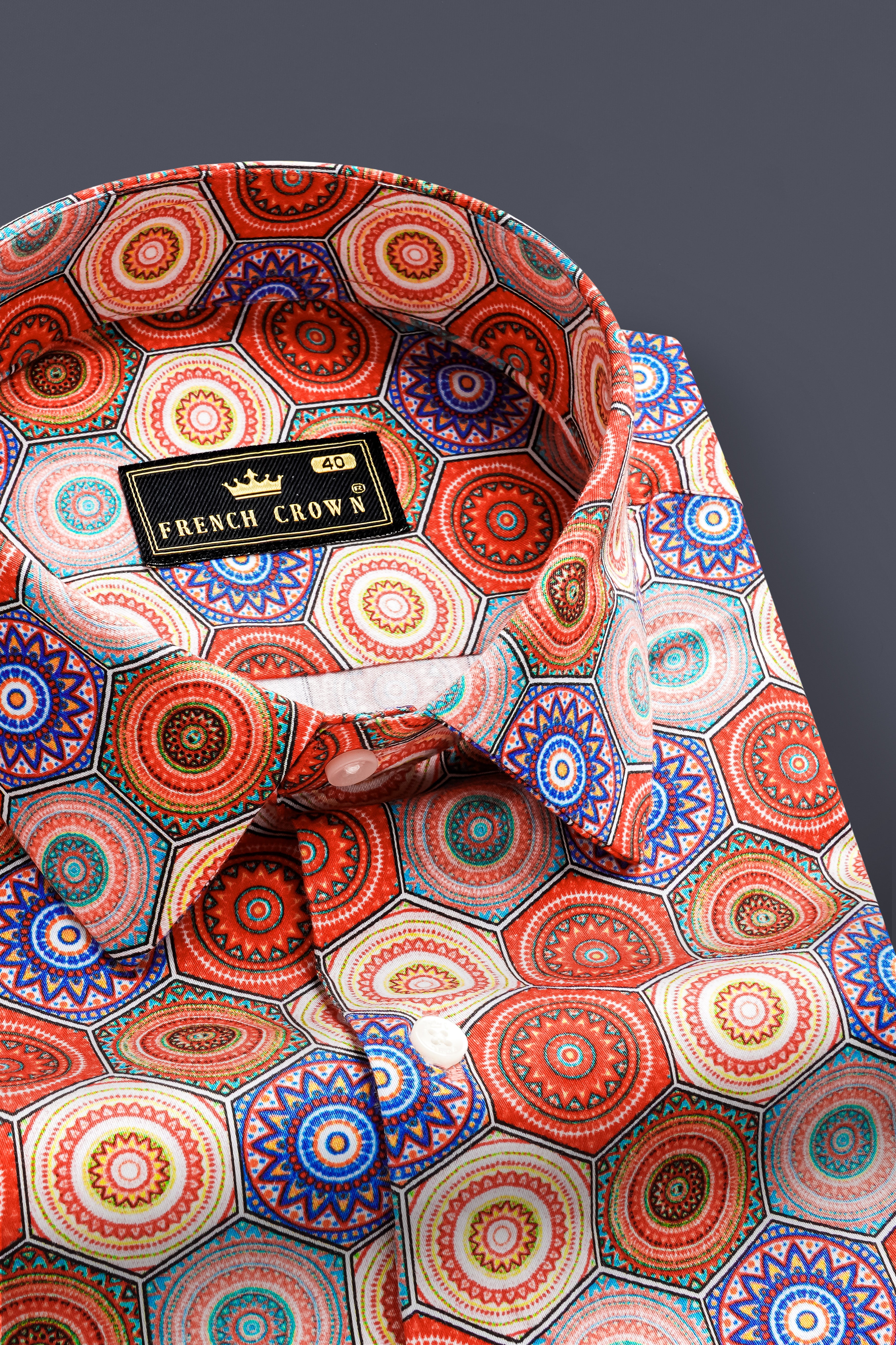 Mojo Red And Catalina Blue Multicolour Bohemian Printed Super Soft Premium Cotton Shirt 13232-38, 13232-H-38, 13232-39, 13232-H-39, 13232-40, 13232-H-40, 13232-42, 13232-H-42, 13232-44, 13232-H-44, 13232-46, 13232-H-46, 13232-48, 13232-H-48, 13232-50, 13232-H-50, 13232-52, 13232-H-52