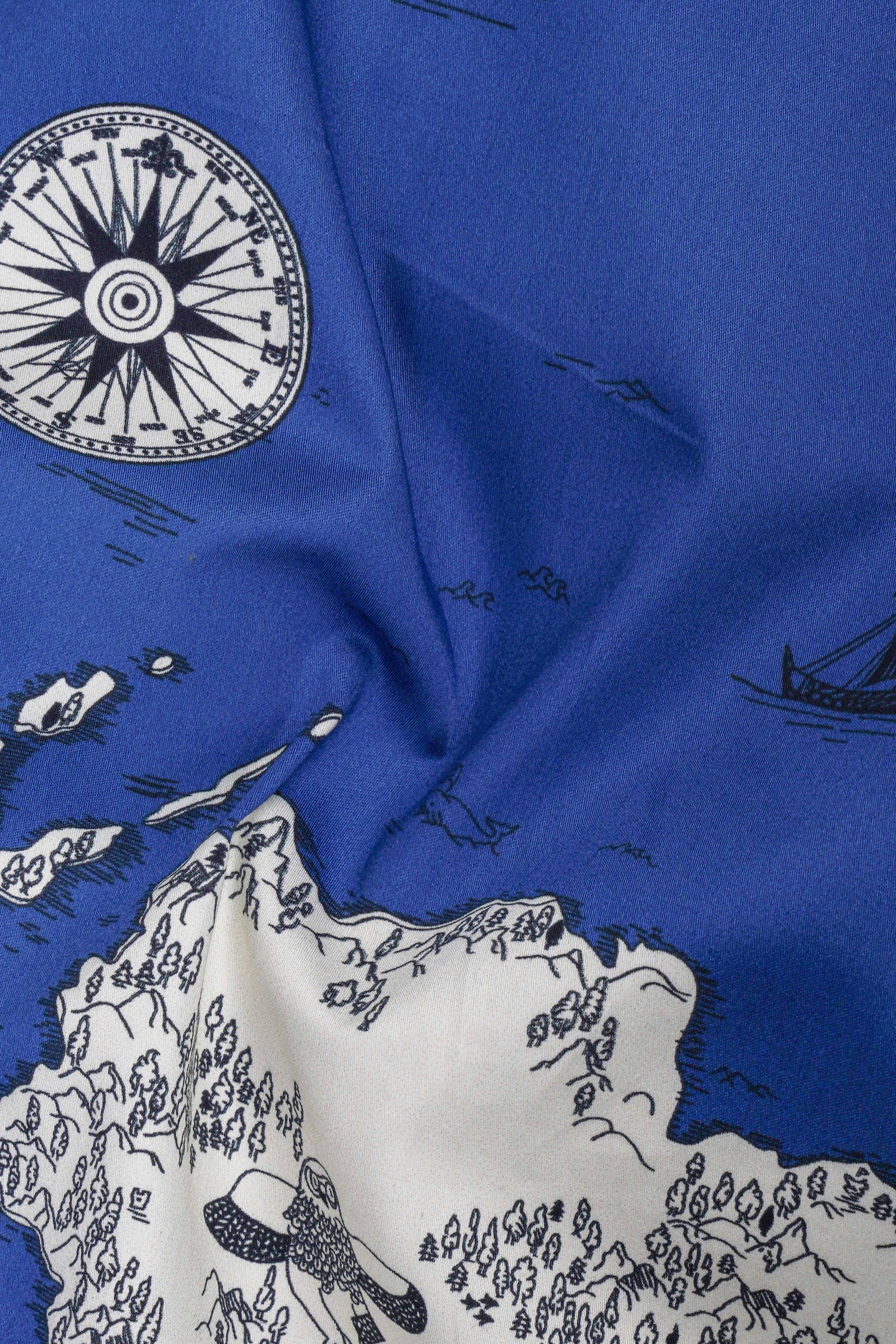 Biscay Blue And Bright White Map Printed Subtle Sheen Super Soft Premium Cotton Shirt 13238-38, 13238-H-38, 13238-39, 13238-H-39, 13238-40, 13238-H-40, 13238-42, 13238-H-42, 13238-44, 13238-H-44, 13238-46, 13238-H-46, 13238-48, 13238-H-48, 13238-50, 13238-H-50, 13238-52, 13238-H-52