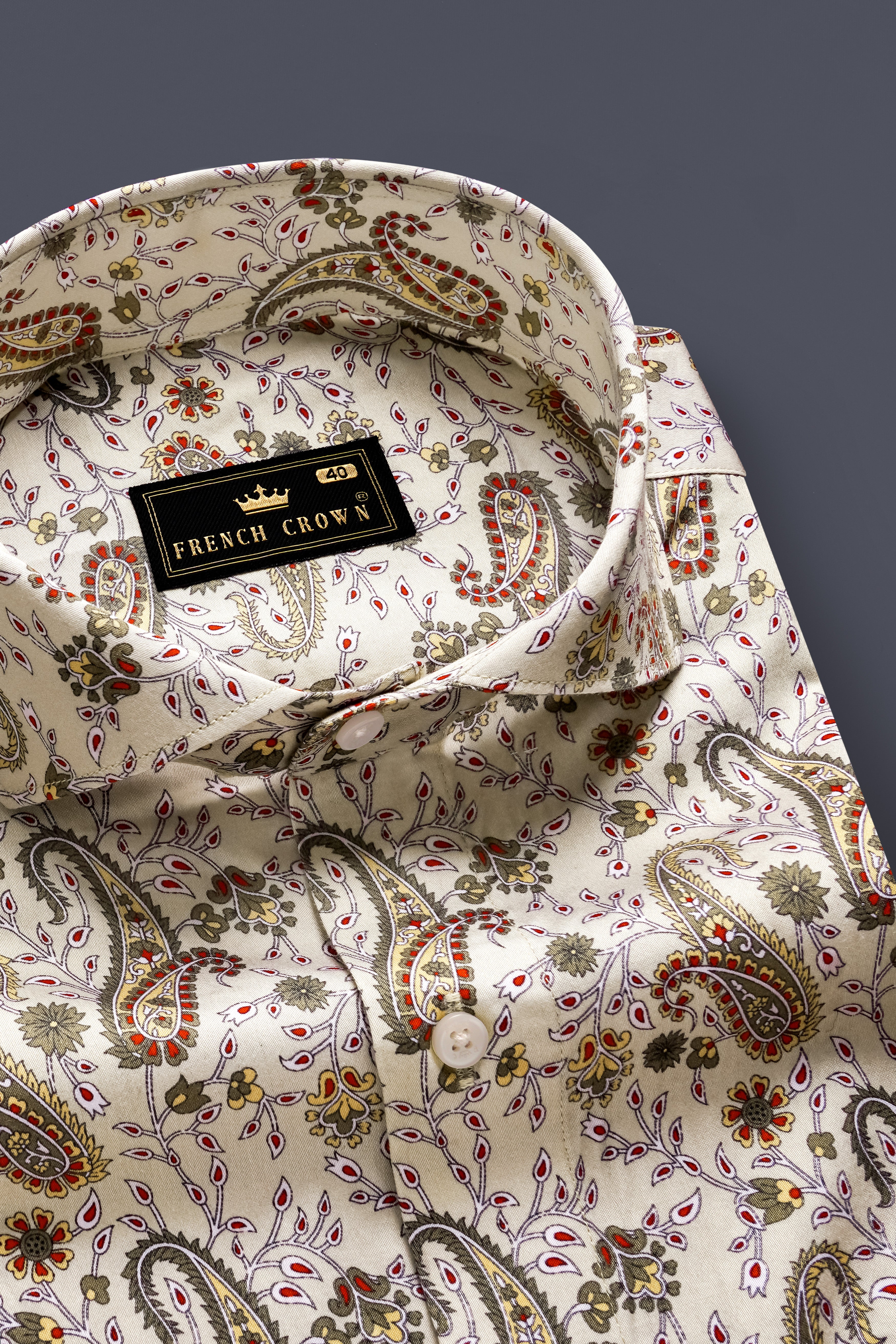 Silkora-Swirl Cream Paisleys Printed Subtle Sheen Super Soft Premium Cotton Casual Shirt 13306-CA-38, 13306-CA-H-38, 13306-CA-39, 13306-CA-H-39, 13306-CA-40, 13306-CA-H-40, 13306-CA-42, 13306-CA-H-42, 13306-CA-44, 13306-CA-H-44, 13306-CA-46, 13306-CA-H-46, 13306-CA-48, 13306-CA-H-48, 13306-CA-50, 13306-CA-H-50, 13306-CA-52, 13306-CA-H-52