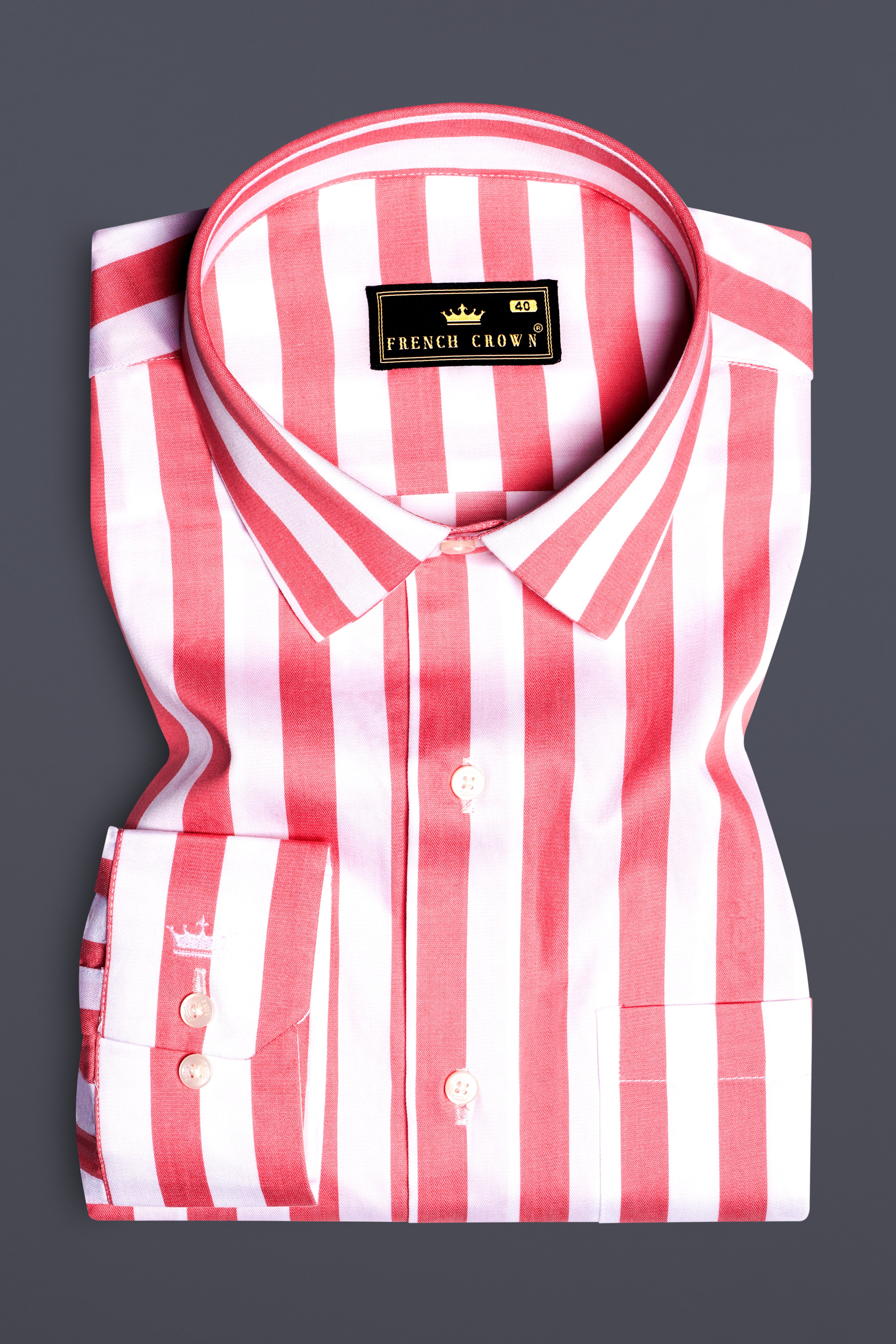 RoseLustre-Cabaret pink And Bright White Striped Subtle Sheen Super Soft Premium Cotton Dress Shirt 13310-38, 13310-H-38, 13310-39, 13310-H-39, 13310-40, 13310-H-40, 13310-42, 13310-H-42, 13310-44, 13310-H-44, 13310-46, 13310-H-46, 13310-48, 13310-H-48, 13310-50, 13310-H-50, 13310-52, 13310-H-52
