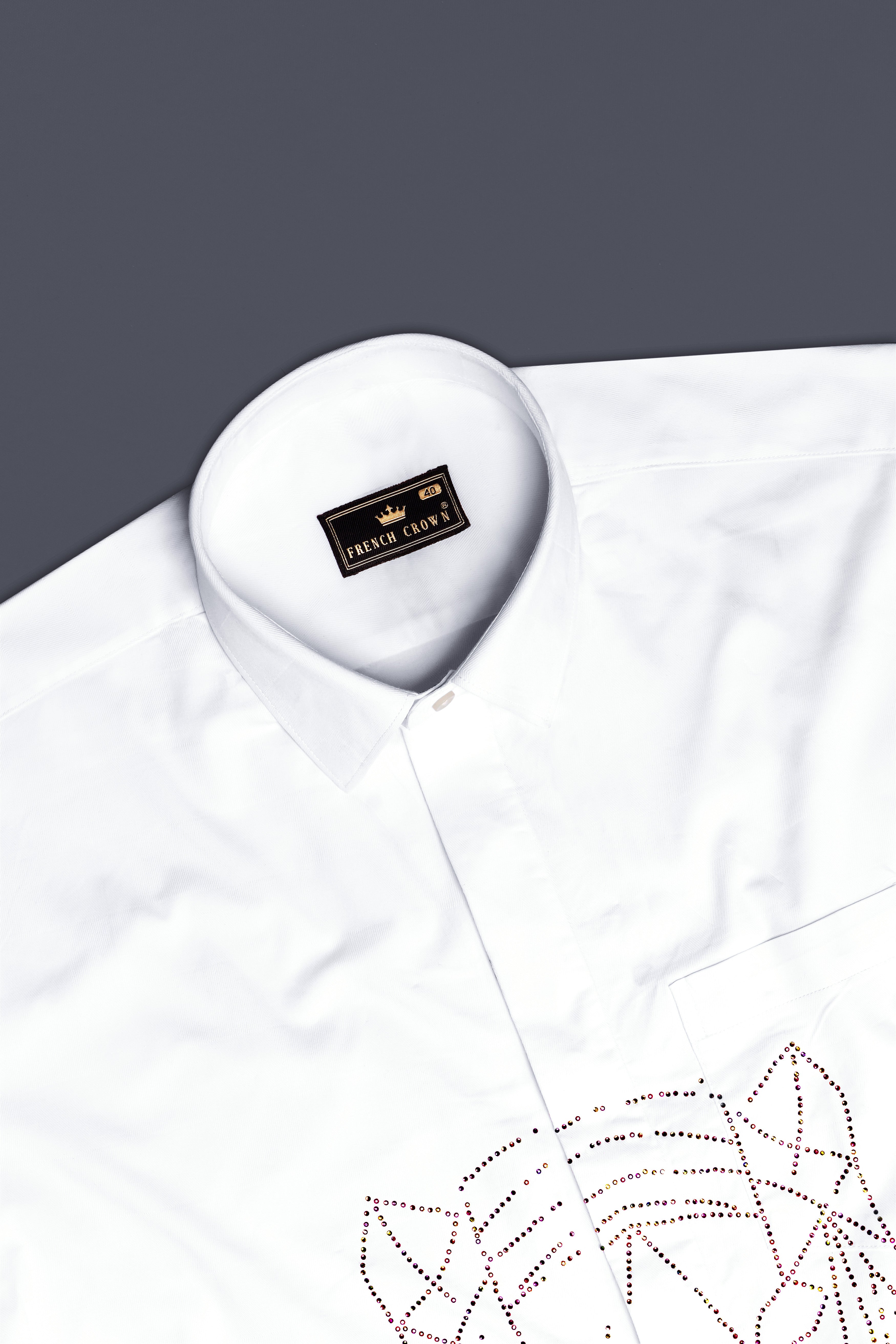 Ivory Safari-Bright White Leopard Hot Fix Oxford Premium Cotton Casual Designer Shirt 13325-NP-P589-38, 13325-NP-P589-H-38, 13325-NP-P589-39, 13325-NP-P589-H-39, 13325-NP-P589-40, 13325-NP-P589-H-40, 13325-NP-P589-42, 13325-NP-P589-H-42, 13325-NP-P589-44, 13325-NP-P589-H-44, 13325-NP-P589-46, 13325-NP-P589-H-46, 13325-NP-P589-48, 13325-NP-P589-H-48, 13325-NP-P589-50, 13325-NP-P589-H-50, 13325-NP-P589-52, 13325-NP-P589-H-52