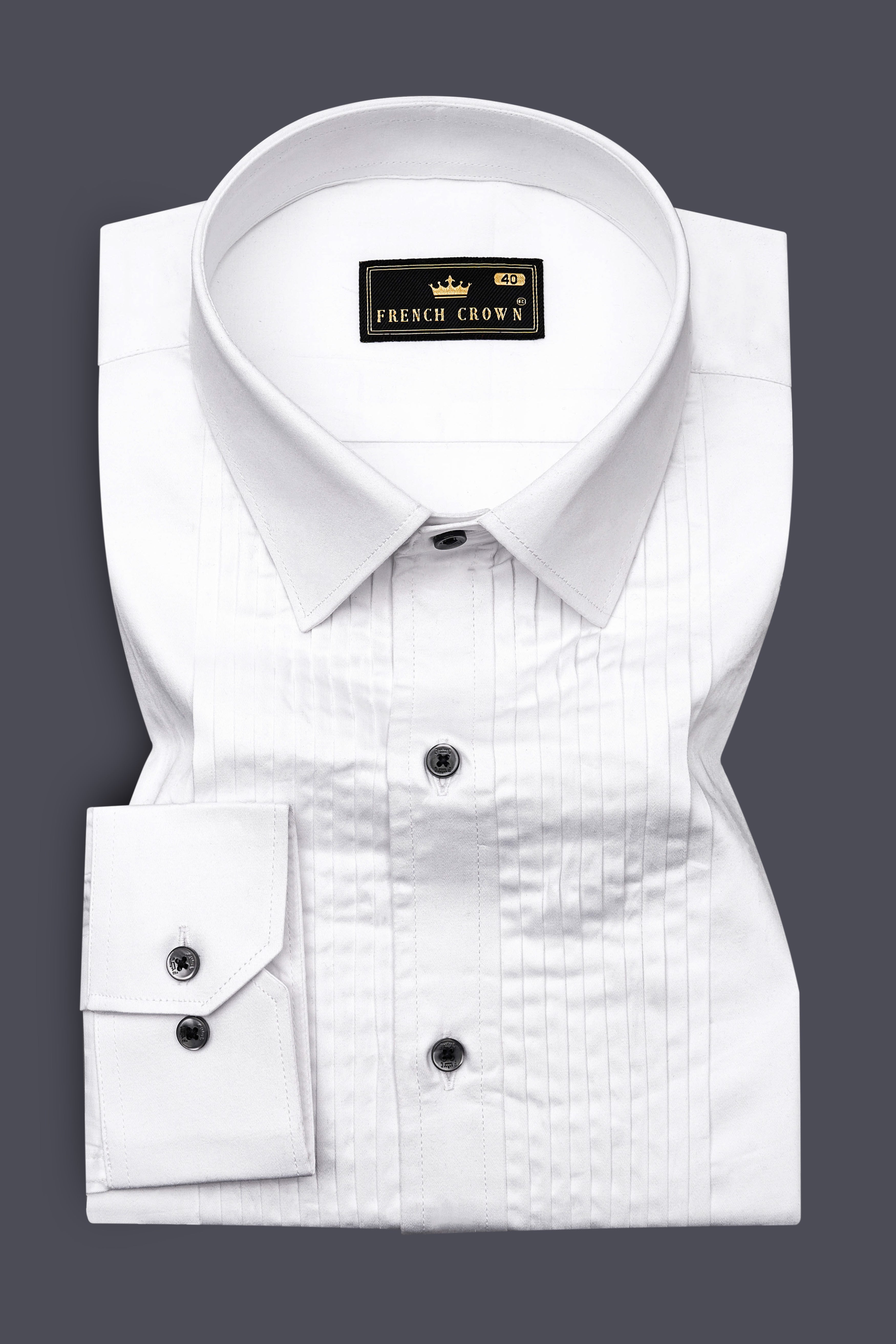 FrostLuxe-Bright White Subtle Sheen Super Soft Premium Cotton Dress Tuxedo Shirt