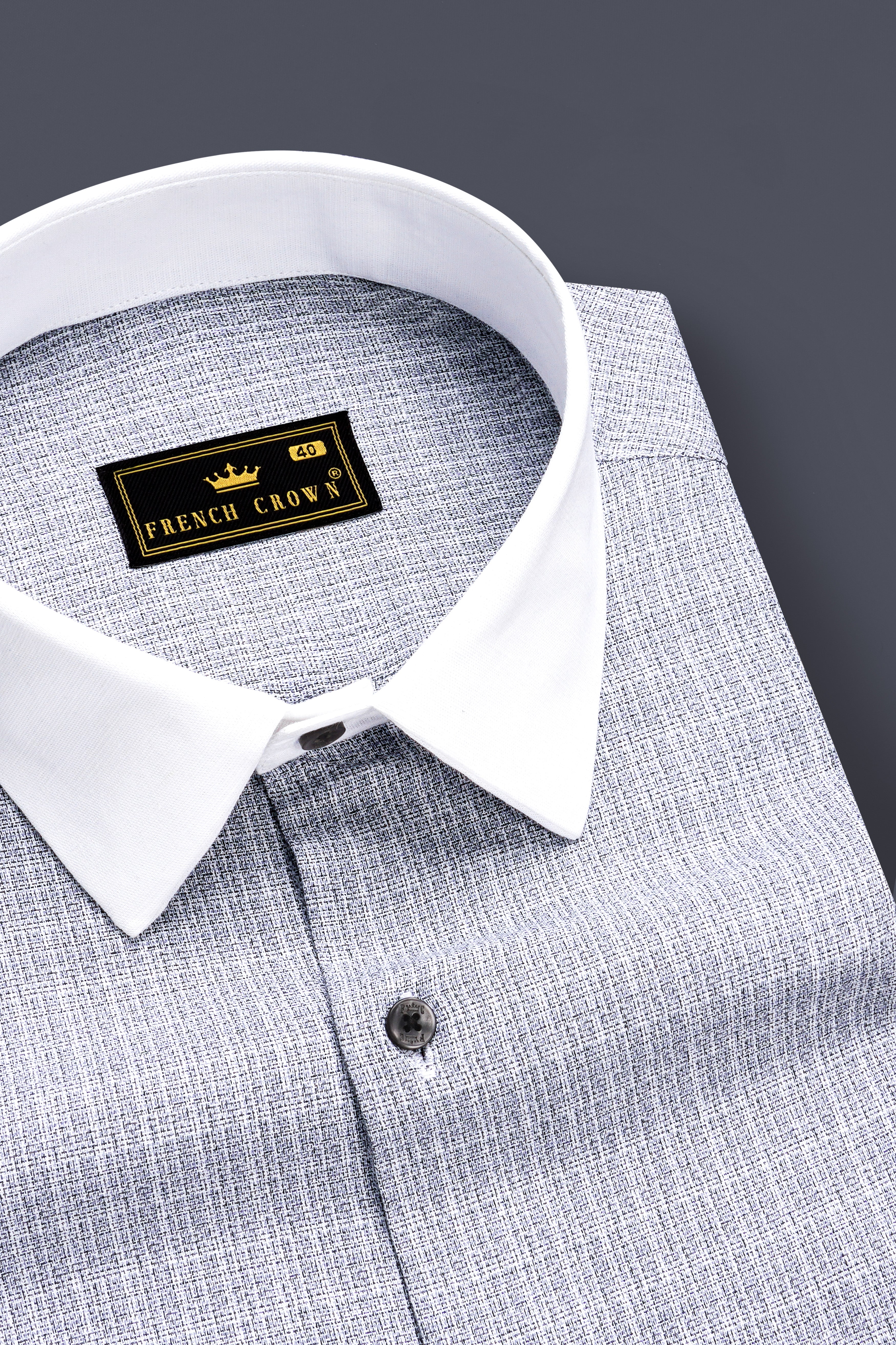 GraphiteElite-Mischka Gray Dobby Textured Premium Giza Cotton White Cuff Collar Dress Shirt 13340-WCC-BLK-38, 13340-WCC-BLK-H-38, 13340-WCC-BLK-39, 13340-WCC-BLK-H-39, 13340-WCC-BLK-40, 13340-WCC-BLK-H-40, 13340-WCC-BLK-42, 13340-WCC-BLK-H-42, 13340-WCC-BLK-44, 13340-WCC-BLK-H-44, 13340-WCC-BLK-46, 13340-WCC-BLK-H-46, 13340-WCC-BLK-48, 13340-WCC-BLK-H-48, 13340-WCC-BLK-50, 13340-WCC-BLK-H-50, 13340-WCC-BLK-52, 13340-WCC-BLK-H-52