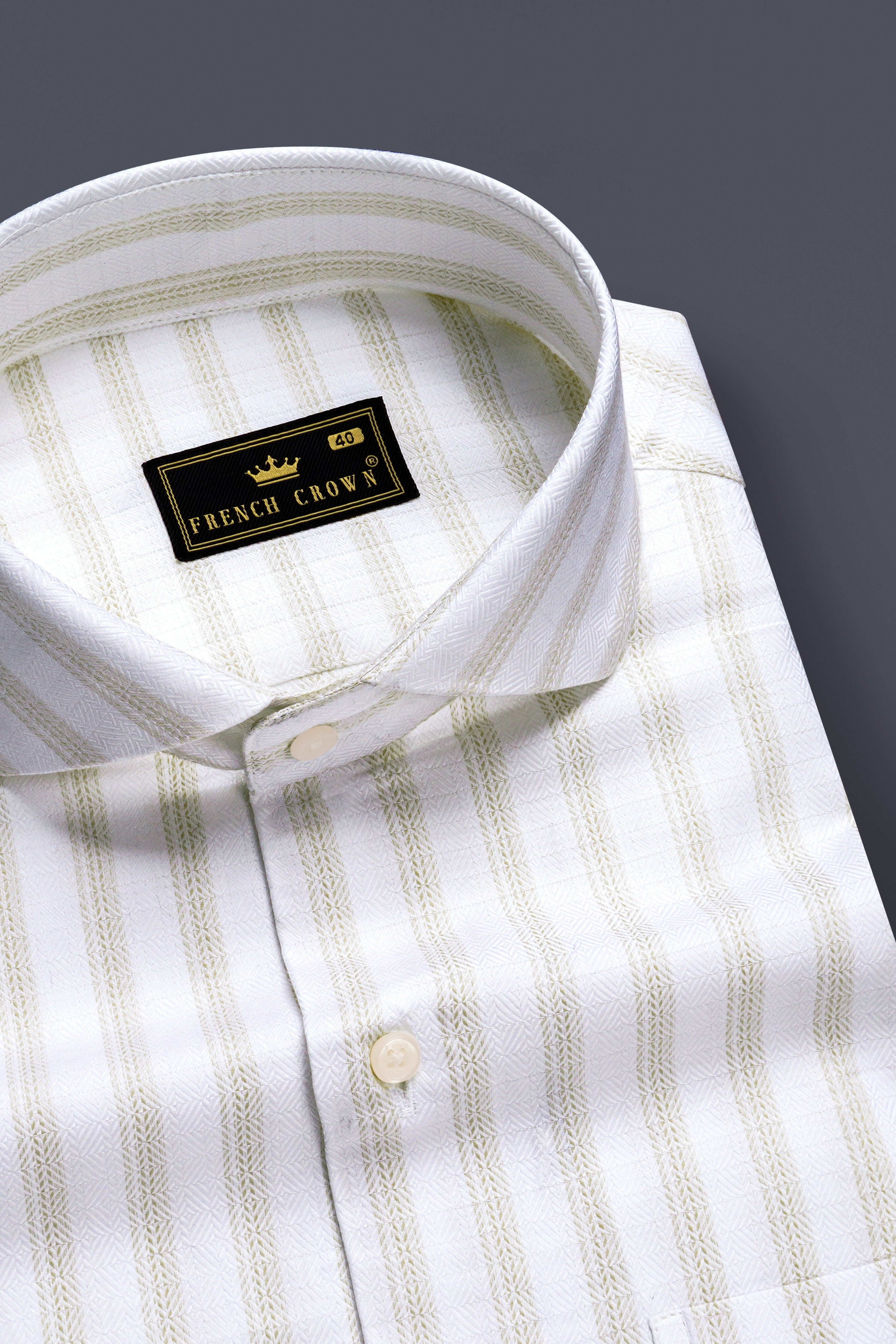Bright White And Sprout Cream Striped Dobby Textured Premium Giza Cotton Dress Shirt 13348-CA-38, 13348-CA-H-38, 13348-CA-39, 13348-CA-H-39, 13348-CA-40, 13348-CA-H-40, 13348-CA-42, 13348-CA-H-42, 13348-CA-44, 13348-CA-H-44, 13348-CA-46, 13348-CA-H-46, 13348-CA-48, 13348-CA-H-48, 13348-CA-50, 13348-CA-H-50, 13348-CA-52, 13348-CA-H-52