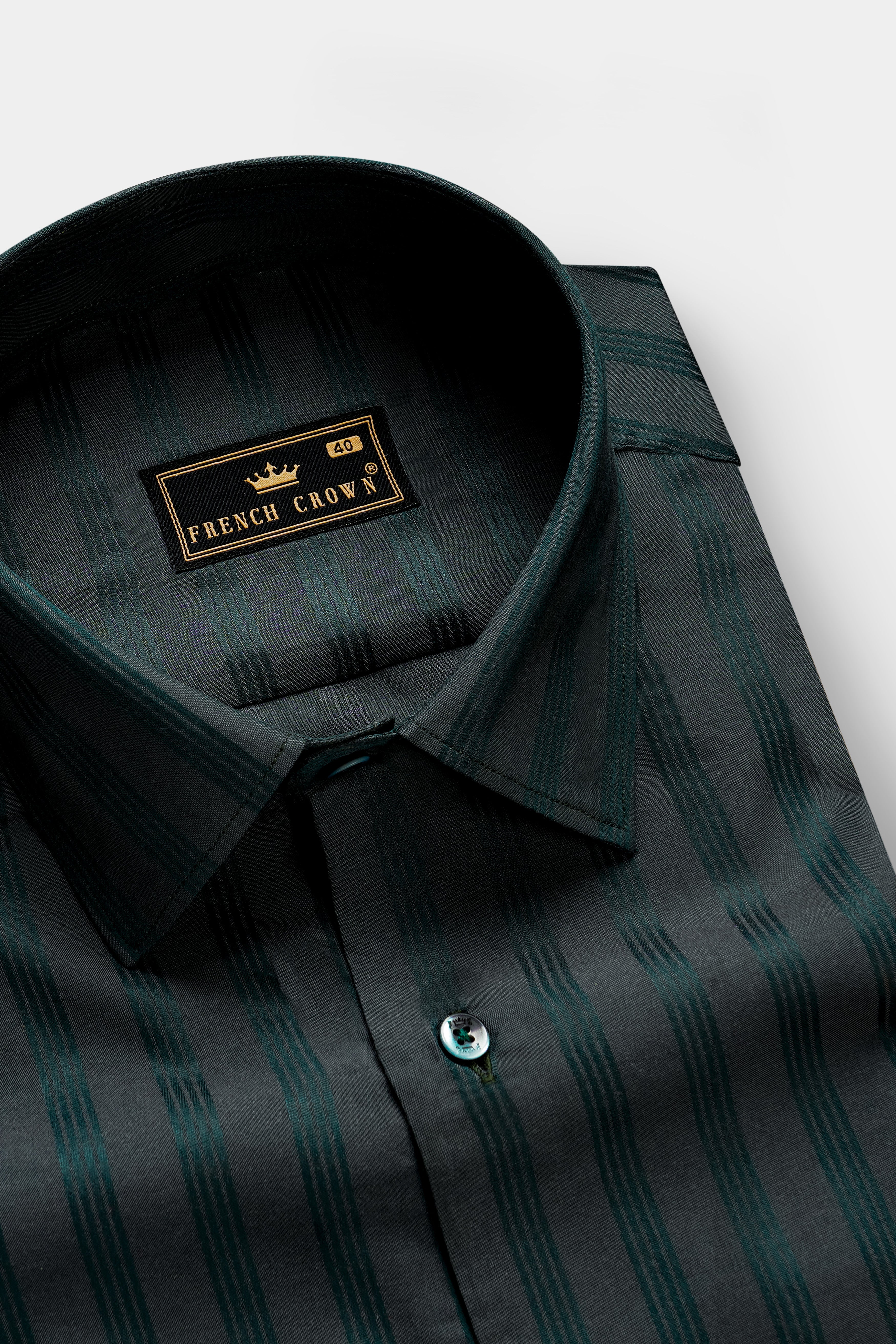 Verdant-Timber Green Classic Striped Jacquard Premium Cotton Dress Shirt 13362-GR-38, 13362-GR-H-38, 13362-GR-39, 13362-GR-H-39, 13362-GR-40, 13362-GR-H-40, 13362-GR-42, 13362-GR-H-42, 13362-GR-44, 13362-GR-H-44, 13362-GR-46, 13362-GR-H-46, 13362-GR-48, 13362-GR-H-48, 13362-GR-50, 13362-GR-H-50, 13362-GR-52, 13362-GR-H-52