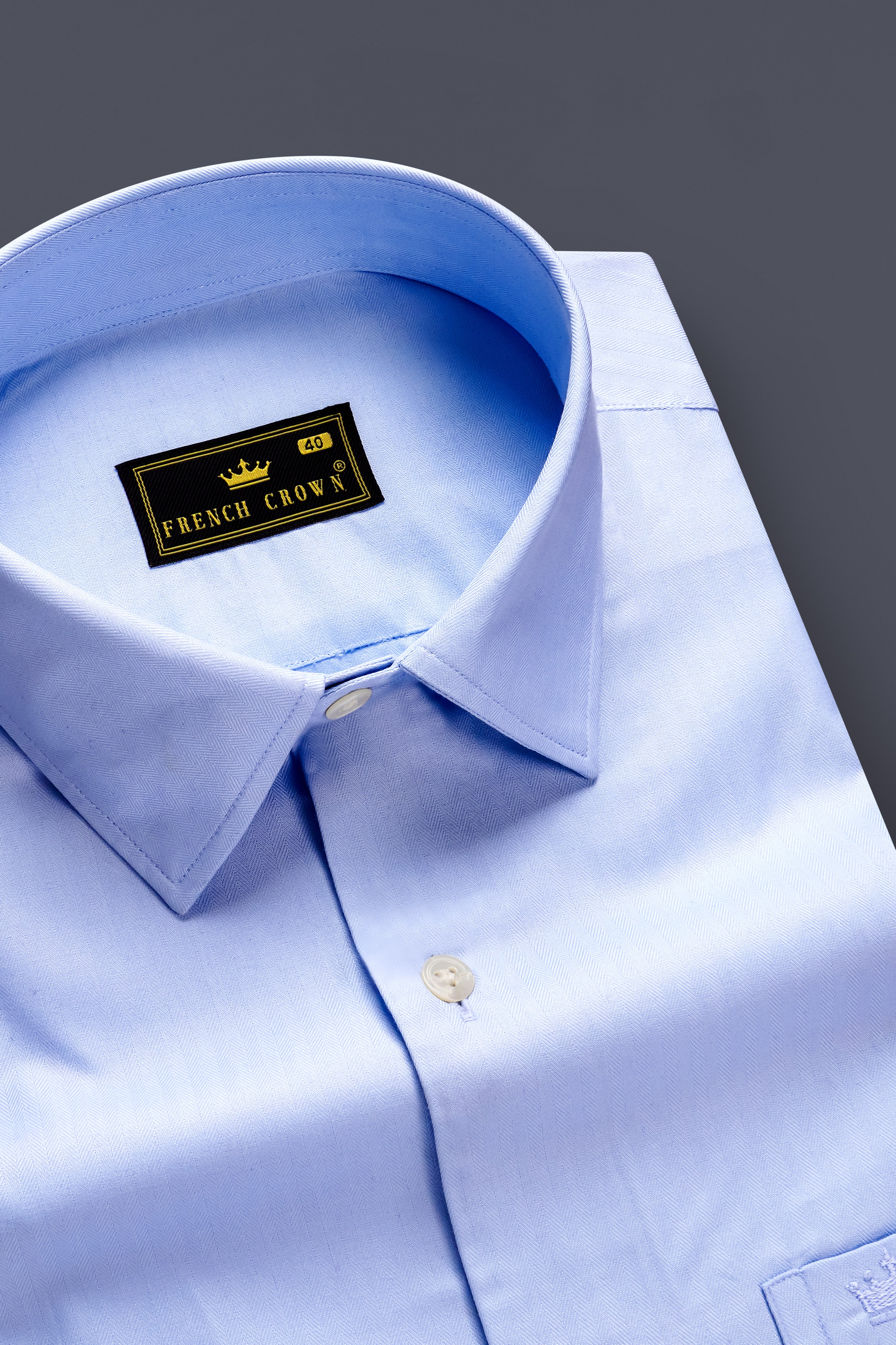 Chalkstone Blue-Pigeon Solid Herringbone Pattern Premium Cotton Shirt 13374-38, 13374-H-38, 13374-39, 13374-H-39, 13374-40, 13374-H-40, 13374-42, 13374-H-42, 13374-44, 13374-H-44, 13374-46, 13374-H-46, 13374-48, 13374-H-48, 13374-50, 13374-H-50, 13374-52, 13374-H-52