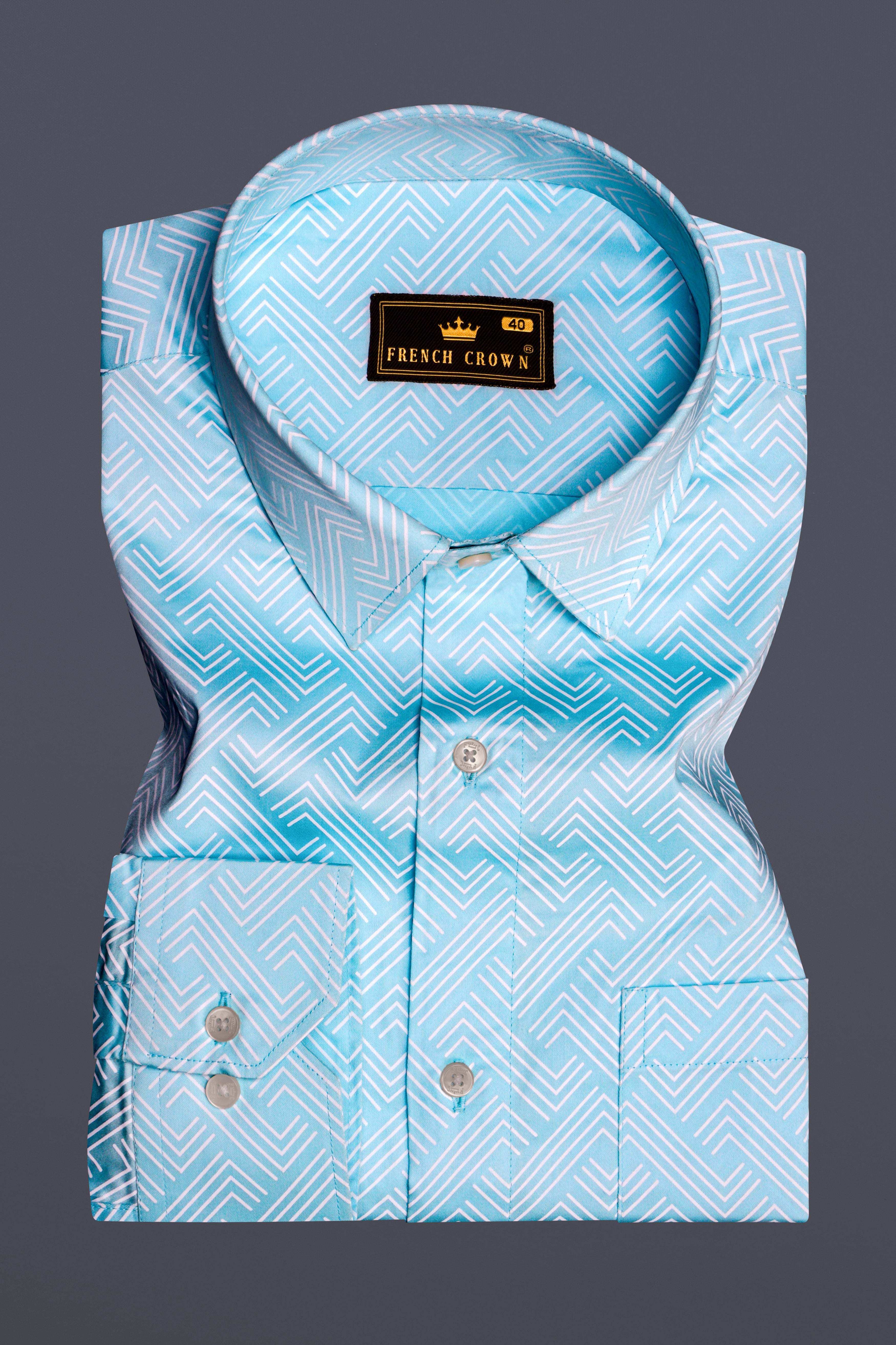 Horizon-Columbia Blue Brick Path Printed Subtle Sheen Super Soft Premium Cotton Semi Formal Shirt 13422-38, 13422-H-38, 13422-39, 13422-H-39, 13422-40, 13422-H-40, 13422-42, 13422-H-42, 13422-44, 13422-H-44, 13422-46, 13422-H-46, 13422-48, 13422-H-48, 13422-50, 13422-H-50, 13422-52, 13422-H-52