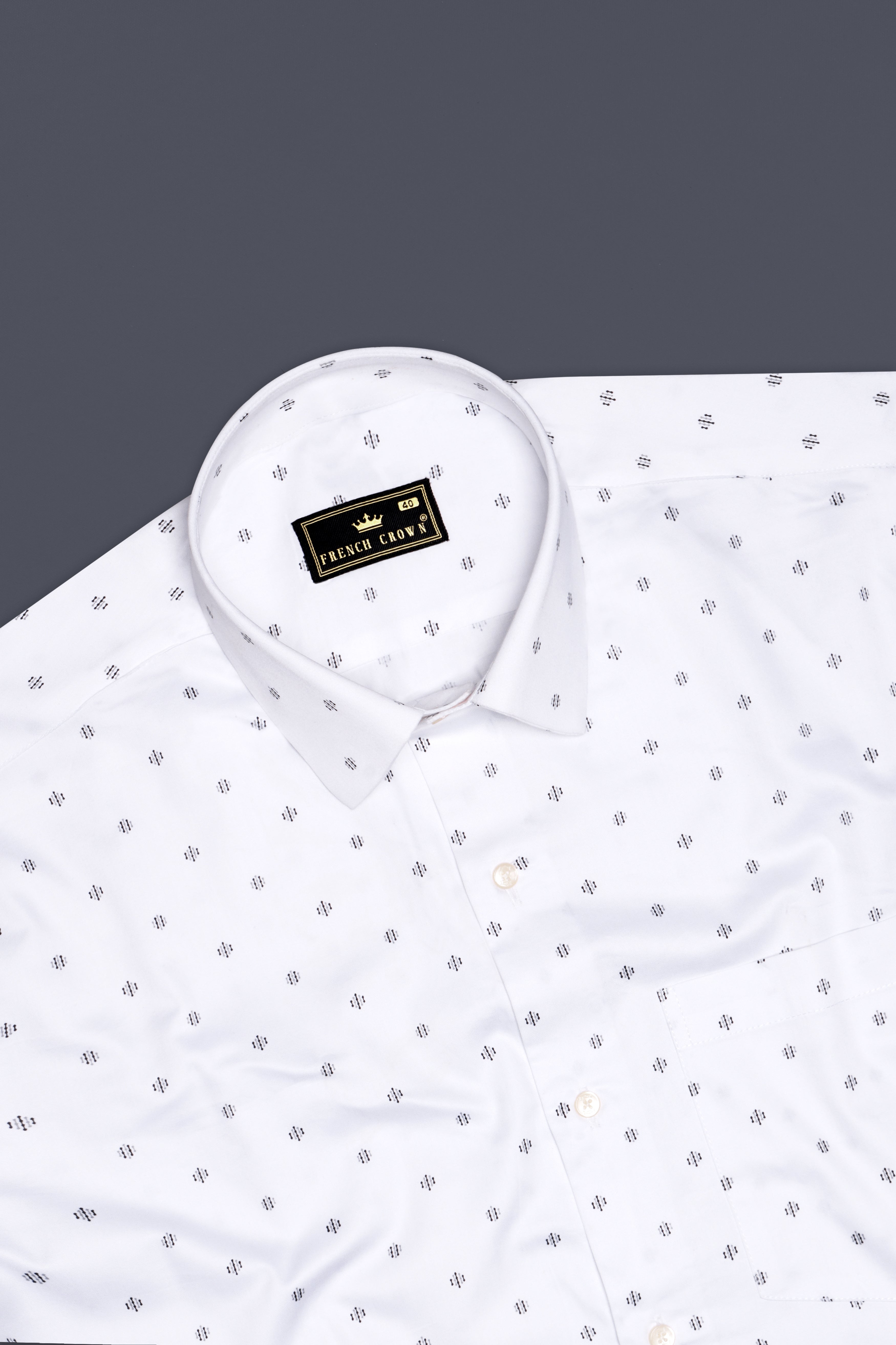 Luminous-Bright White Printed Subtle Sheen Super Soft Premium Cotton Semi Formal Shirt 13425-38, 13425-H-38, 13425-39, 13425-H-39, 13425-40, 13425-H-40, 13425-42, 13425-H-42, 13425-44, 13425-H-44, 13425-46, 13425-H-46, 13425-48, 13425-H-48, 13425-50, 13425-H-50, 13425-52, 13425-H-52