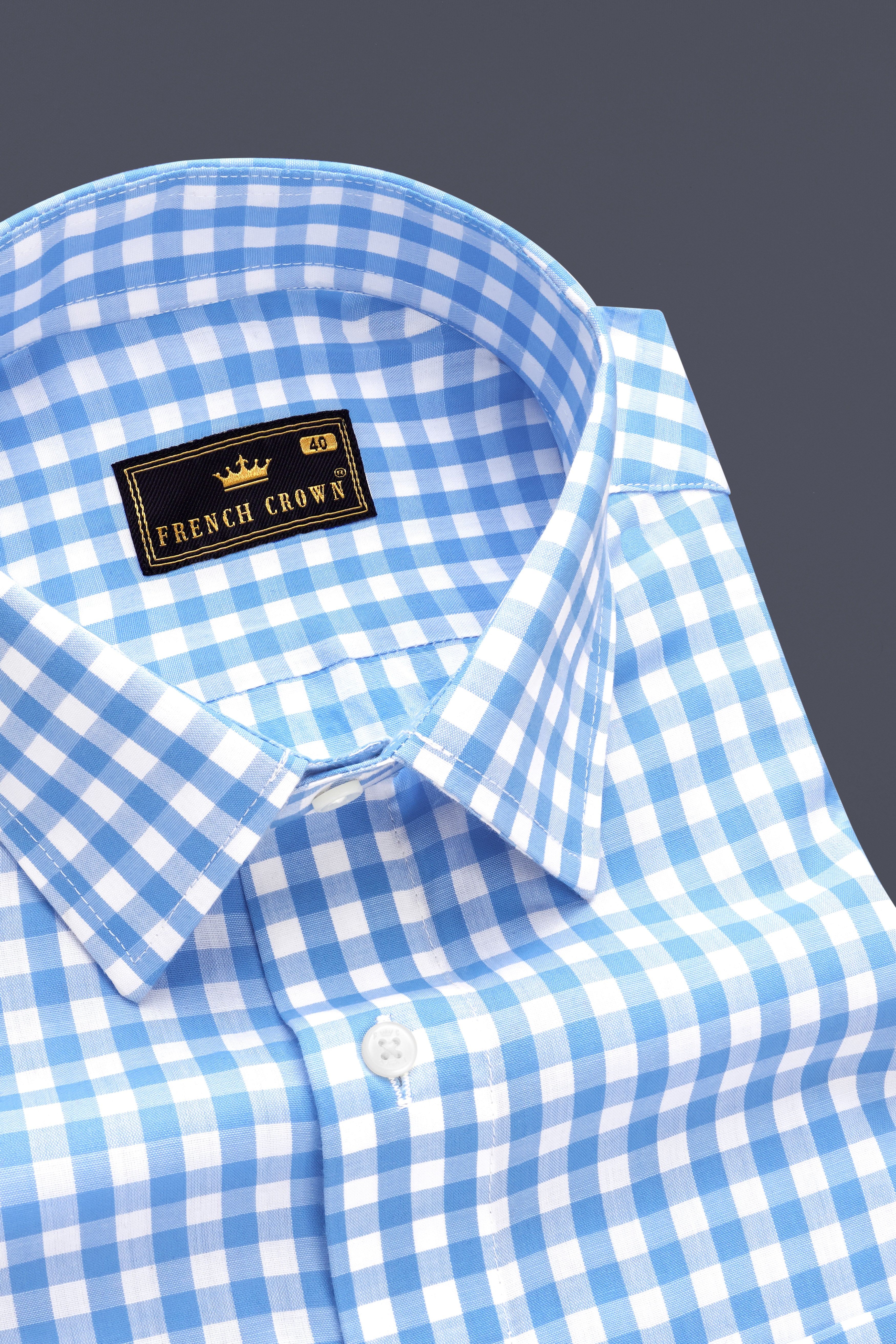 Pacific-Malibu Blue And Bright White Gingham Plaid Super Soft Premium Cotton Dress Shirt 13440-38, 13440-H-38, 13440-39, 13440-H-39, 13440-40, 13440-H-40, 13440-42, 13440-H-42, 13440-44, 13440-H-44, 13440-46, 13440-H-46, 13440-48, 13440-H-48, 13440-50, 13440-H-50, 13440-52, 13440-H-52