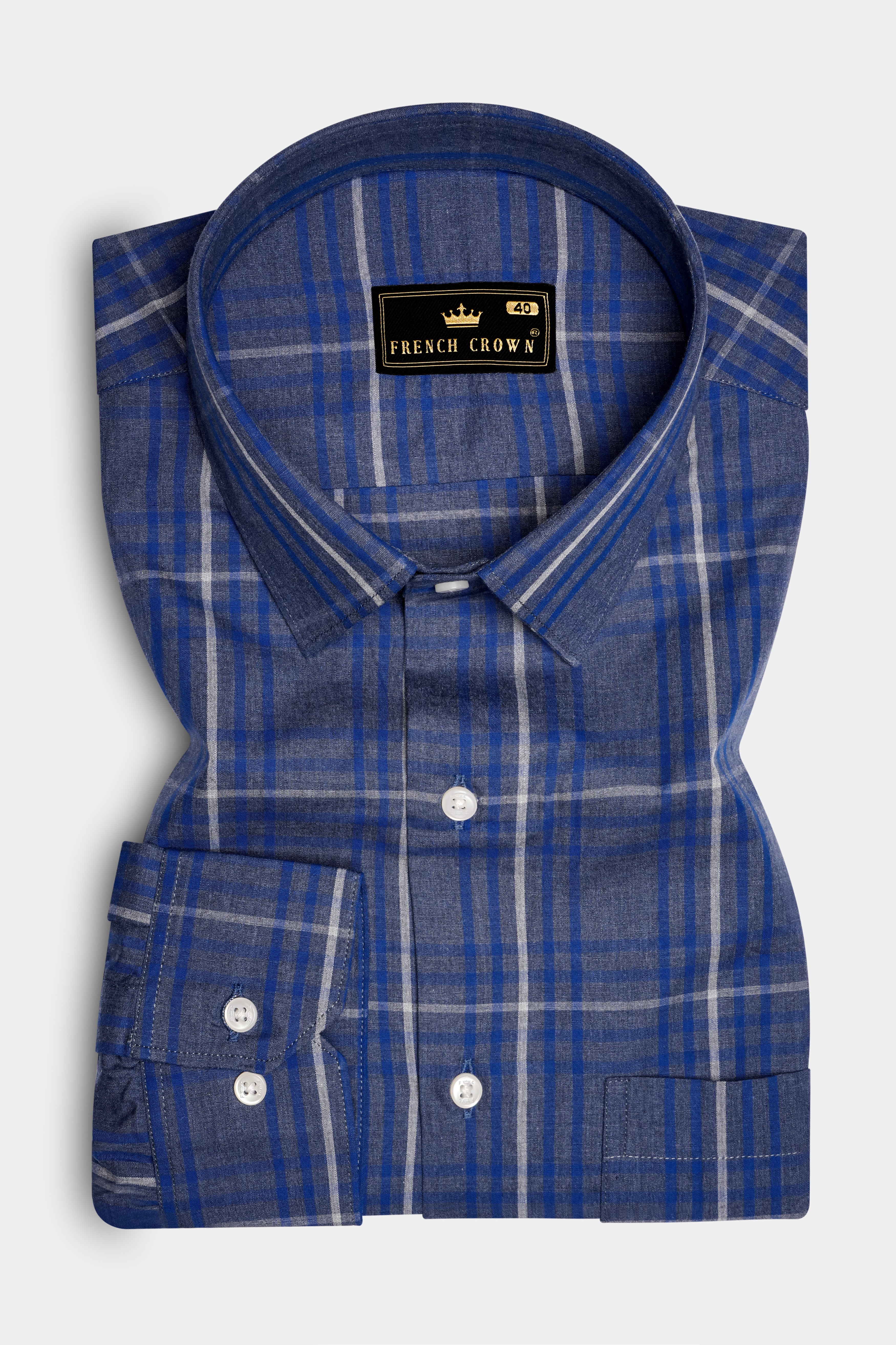 Nordic-Fiord Blue Plaid Super Soft Premium Cotton Semi Formal Shirt 13447-38, 13447-H-38, 13447-39, 13447-H-39, 13447-40, 13447-H-40, 13447-42, 13447-H-42, 13447-44, 13447-H-44, 13447-46, 13447-H-46, 13447-48, 13447-H-48, 13447-50, 13447-H-50, 13447-52, 13447-H-52