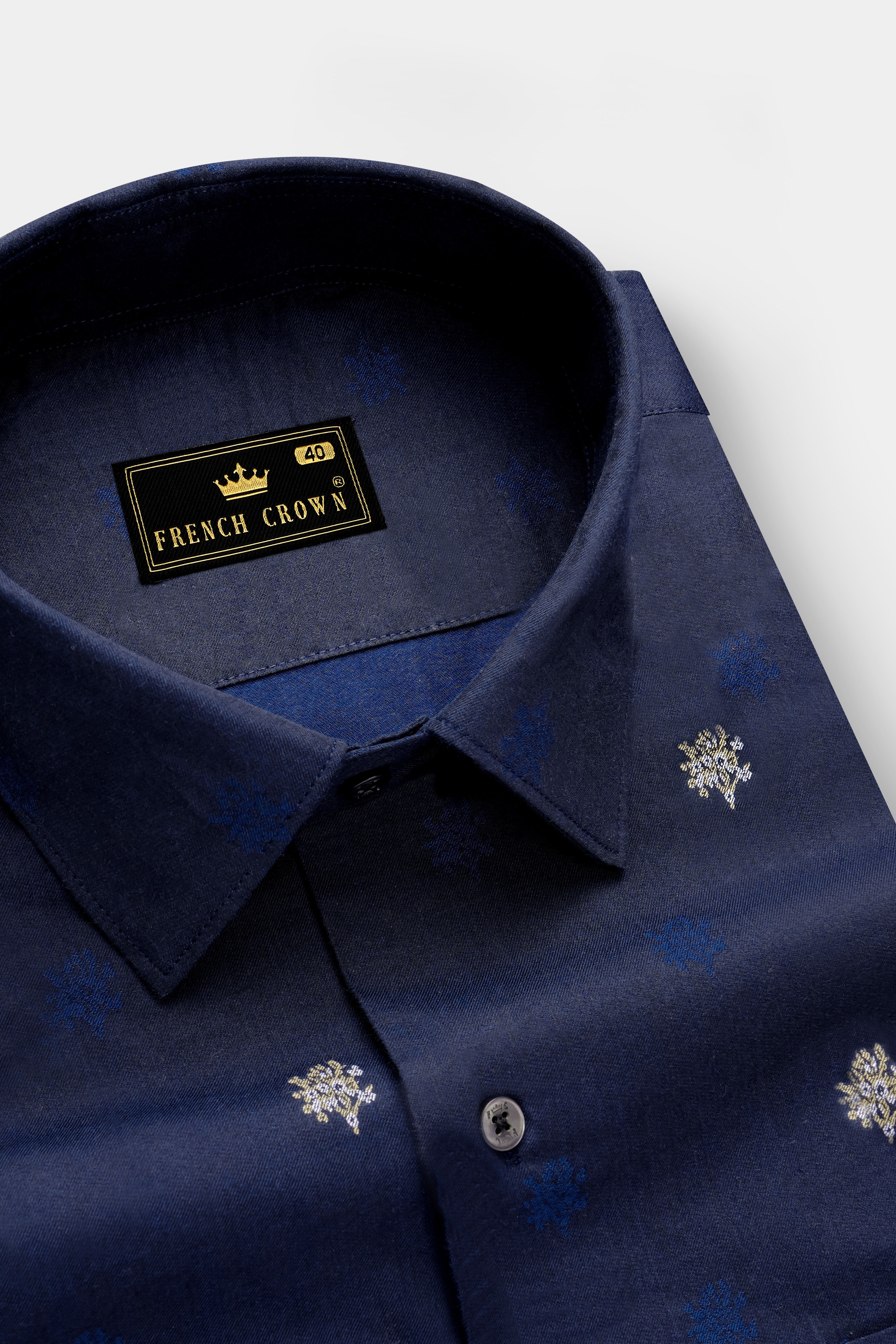 Royale-Vulcan Blue Floral Butta Jacquard Textured Premium Cotton Dress Shirt 13448-BLK-38, 13448-BLK-H-38, 13448-BLK-39, 13448-BLK-H-39, 13448-BLK-40, 13448-BLK-H-40, 13448-BLK-42, 13448-BLK-H-42, 13448-BLK-44, 13448-BLK-H-44, 13448-BLK-46, 13448-BLK-H-46, 13448-BLK-48, 13448-BLK-H-48, 13448-BLK-50, 13448-BLK-H-50, 13448-BLK-52, 13448-BLK-H-52
