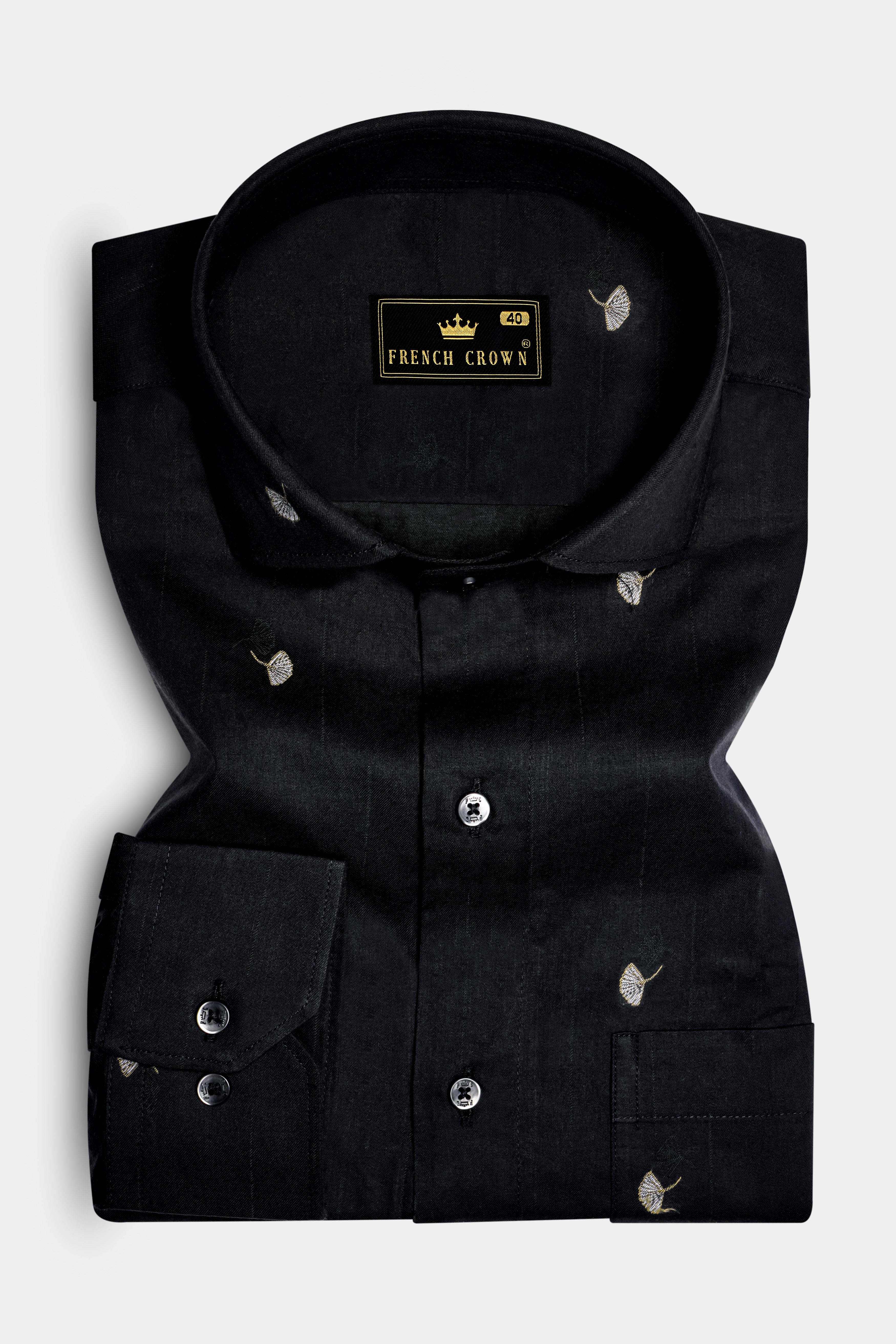 Raven-Jade Black Floral Butta Jacquard Textured Premium Cotton Dress Shirt 13450-CA-BLK-38, 13450-CA-BLK-H-38, 13450-CA-BLK-39, 13450-CA-BLK-H-39, 13450-CA-BLK-40, 13450-CA-BLK-H-40, 13450-CA-BLK-42, 13450-CA-BLK-H-42, 13450-CA-BLK-44, 13450-CA-BLK-H-44, 13450-CA-BLK-46, 13450-CA-BLK-H-46, 13450-CA-BLK-48, 13450-CA-BLK-H-48, 13450-CA-BLK-50, 13450-CA-BLK-H-50, 13450-CA-BLK-52, 13450-CA-BLK-H-52