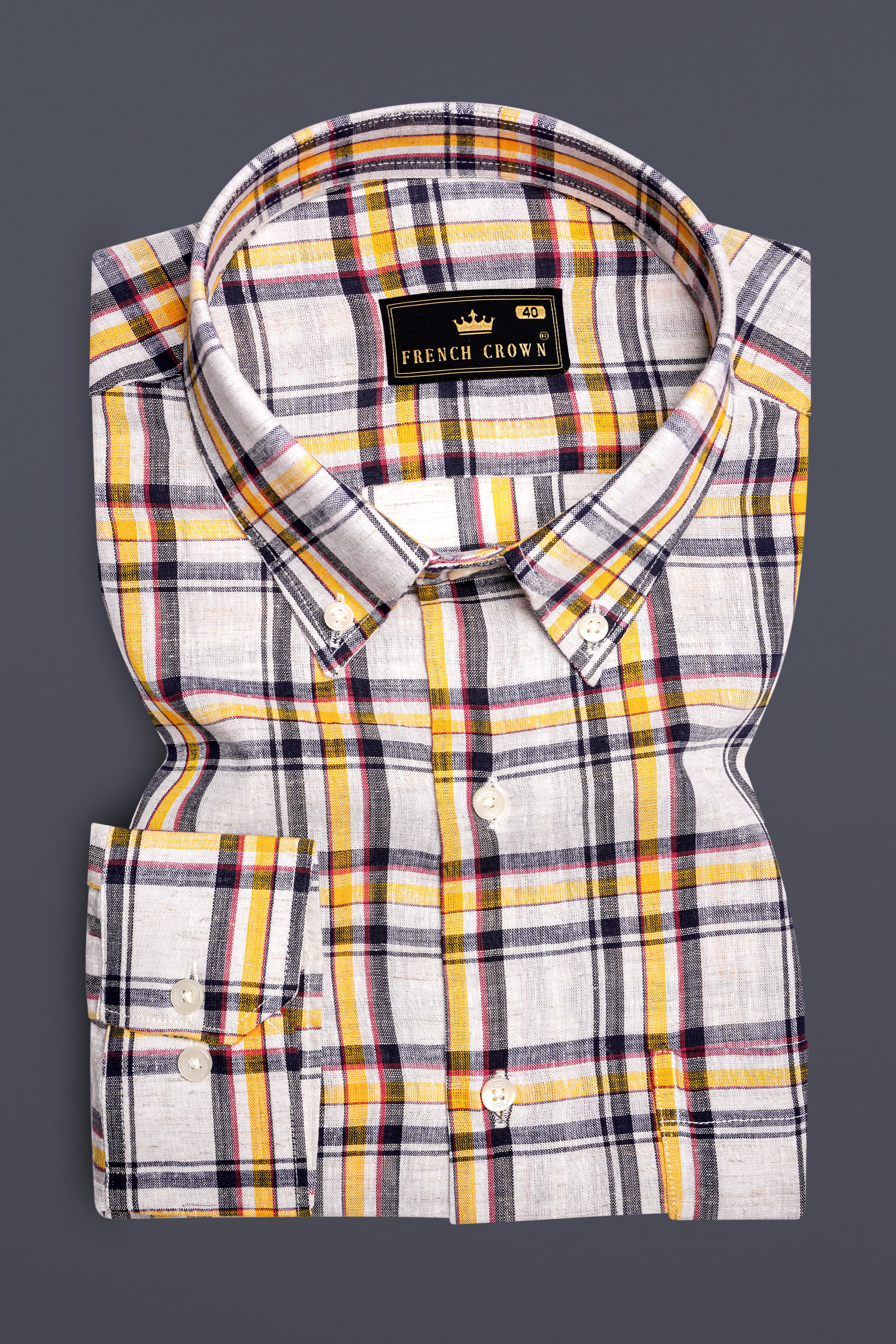 CitrineLoom-Bright White And Citrine Yellow Plaid Premium Luxuries Linen Casual Shirt 13473-BD-38, 13473-BD-H-38, 13473-BD-39, 13473-BD-H-39, 13473-BD-40, 13473-BD-H-40, 13473-BD-42, 13473-BD-H-42, 13473-BD-44, 13473-BD-H-44, 13473-BD-46, 13473-BD-H-46, 13473-BD-48, 13473-BD-H-48, 13473-BD-50, 13473-BD-H-50, 13473-BD-52, 13473-BD-H-52