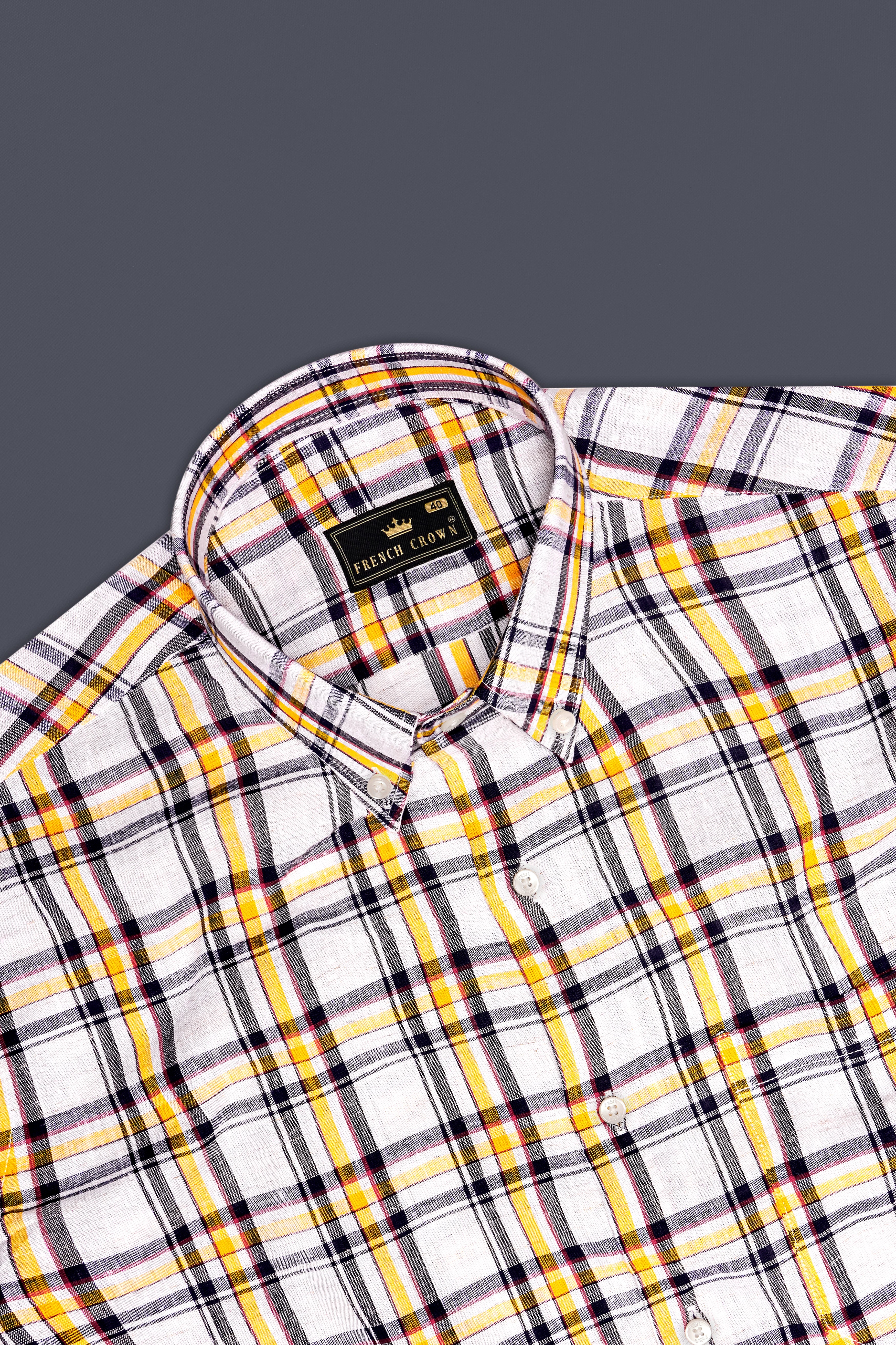 CitrineLoom-Bright White And Citrine Yellow Plaid Premium Luxuries Linen Casual Shirt 13473-BD-38, 13473-BD-H-38, 13473-BD-39, 13473-BD-H-39, 13473-BD-40, 13473-BD-H-40, 13473-BD-42, 13473-BD-H-42, 13473-BD-44, 13473-BD-H-44, 13473-BD-46, 13473-BD-H-46, 13473-BD-48, 13473-BD-H-48, 13473-BD-50, 13473-BD-H-50, 13473-BD-52, 13473-BD-H-52