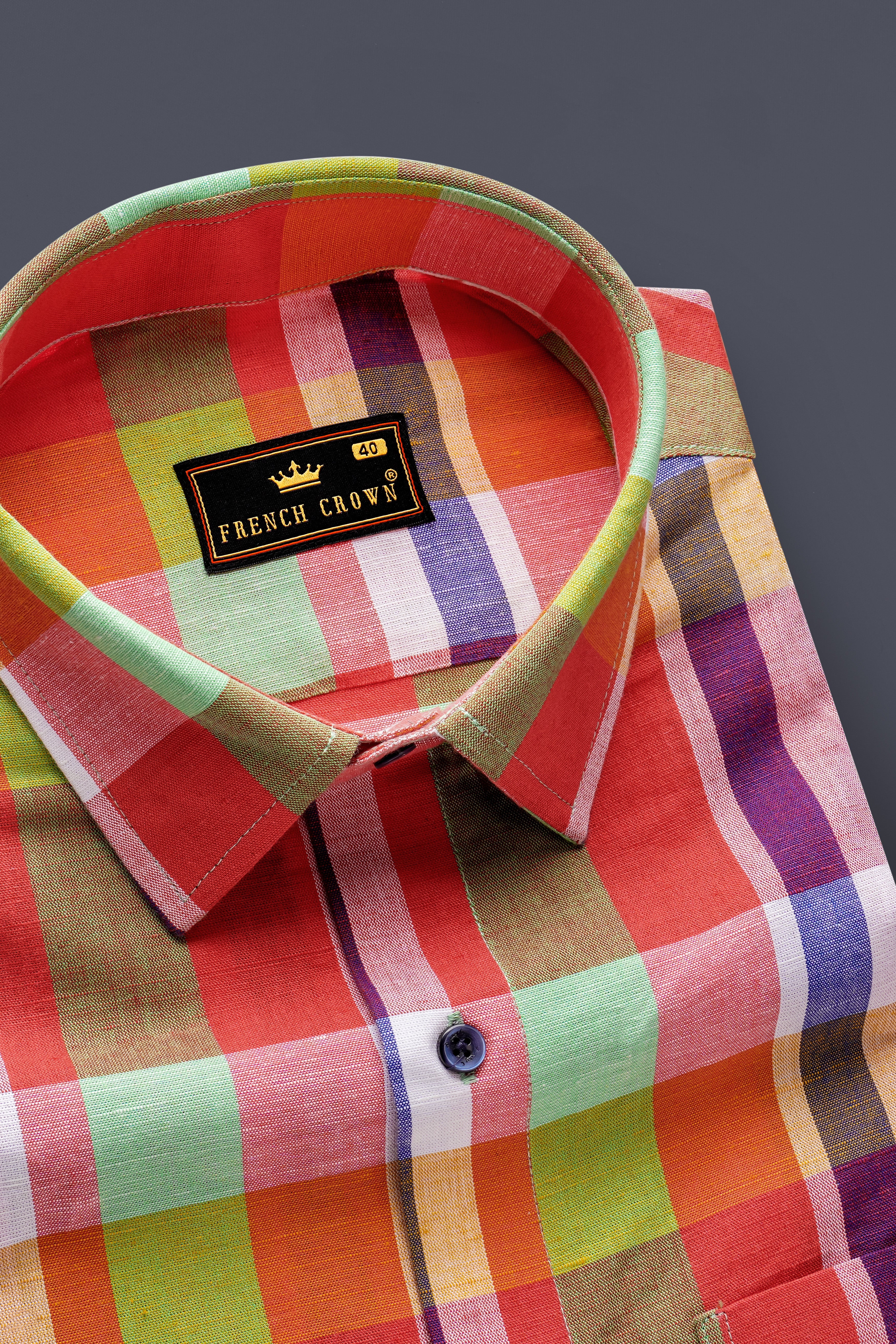 Tangerine-Valencia Orange And Norway Green Plaid Premium Luxuries Linen Multicolor Casual Shirt 13474-BLE-38, 13474-BLE-H-38, 13474-BLE-39, 13474-BLE-H-39, 13474-BLE-40, 13474-BLE-H-40, 13474-BLE-42, 13474-BLE-H-42, 13474-BLE-44, 13474-BLE-H-44, 13474-BLE-46, 13474-BLE-H-46, 13474-BLE-48, 13474-BLE-H-48, 13474-BLE-50, 13474-BLE-H-50, 13474-BLE-52, 13474-BLE-H-52