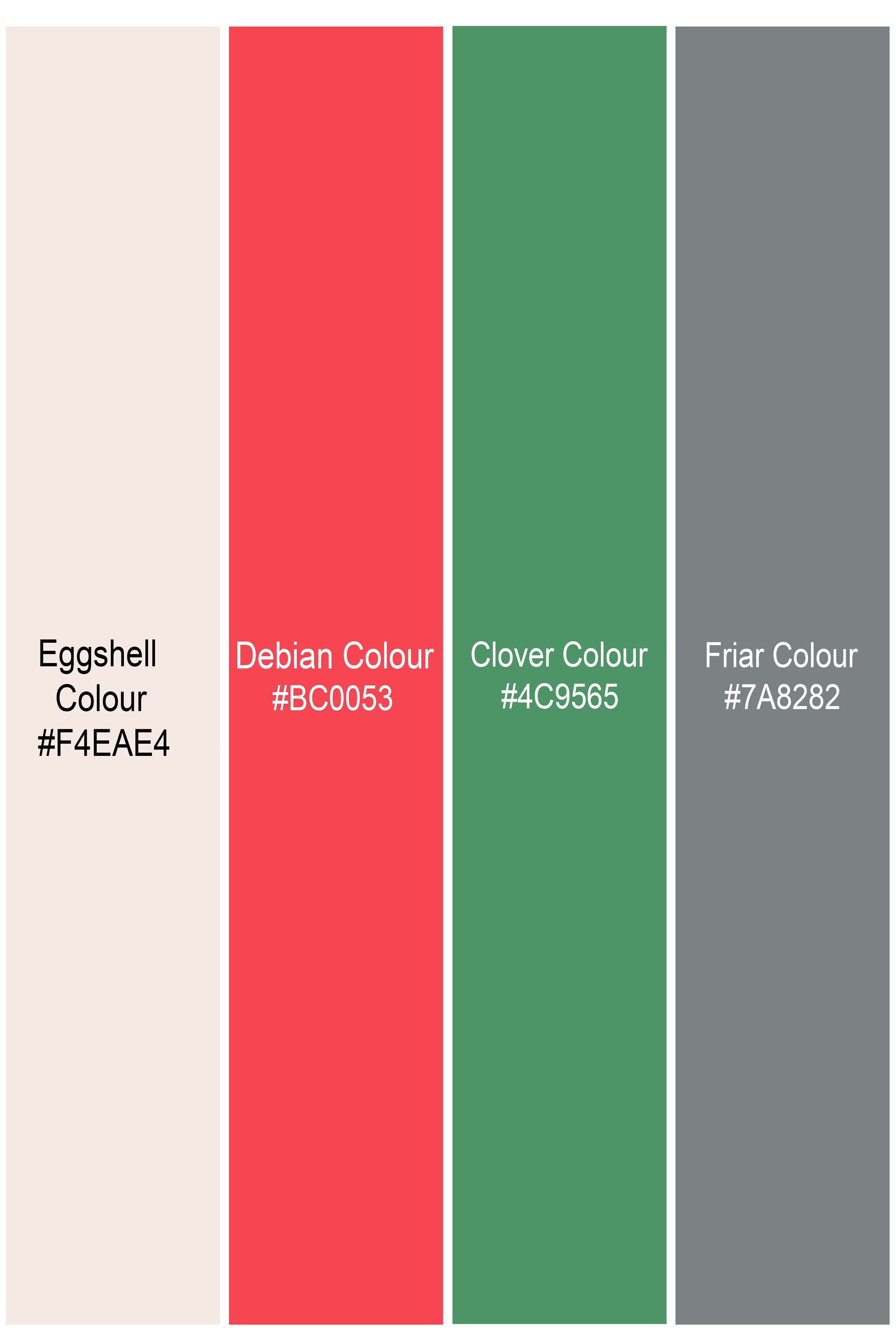 SunLush-Eggshell Cream Tropical Printed Lightweight Premium Cotton Multicolor Casual Shirt