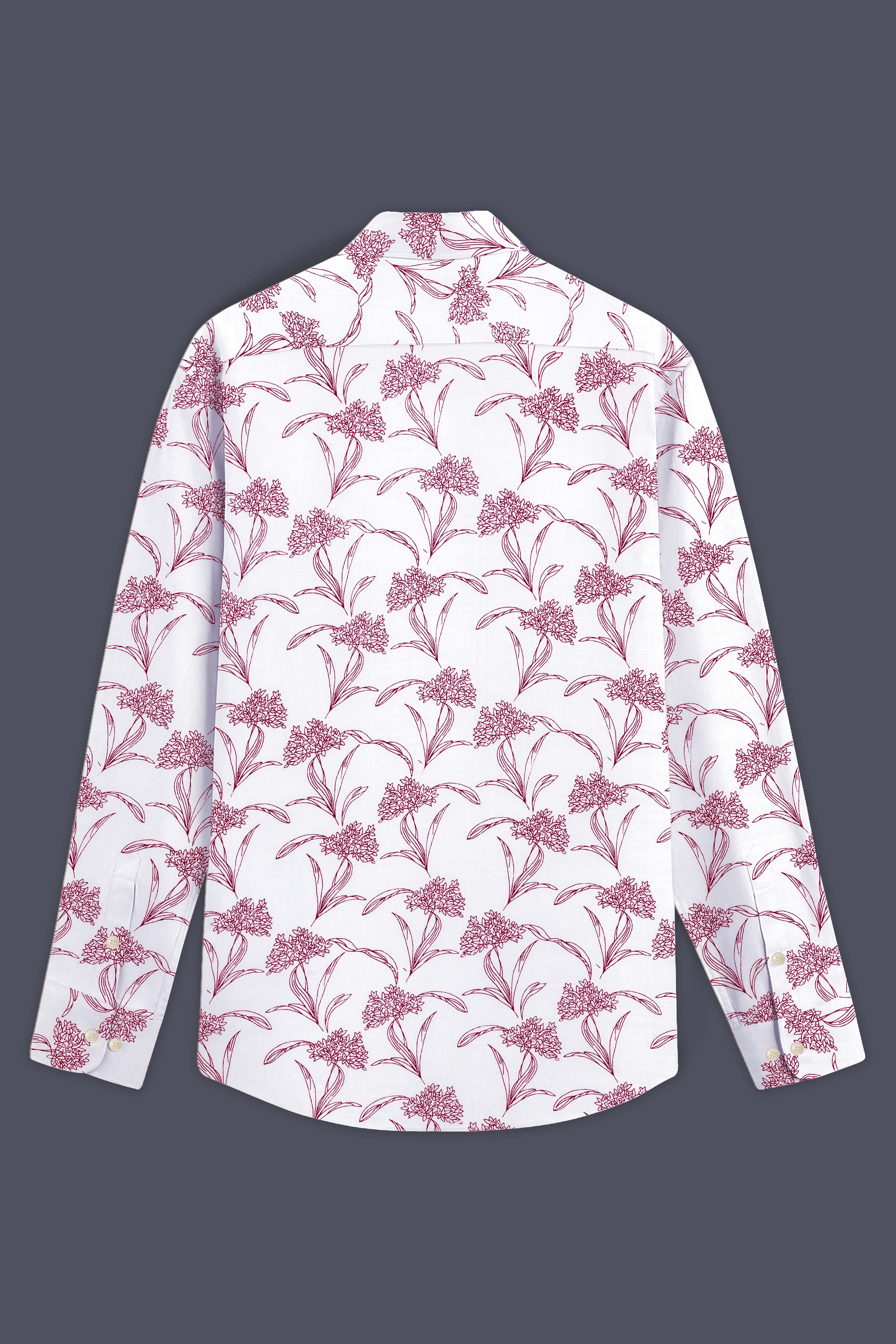 Crimson-Bright White with Cordovan Maroon Floral Printed Lightweight Premium Cotton Casual Shirt