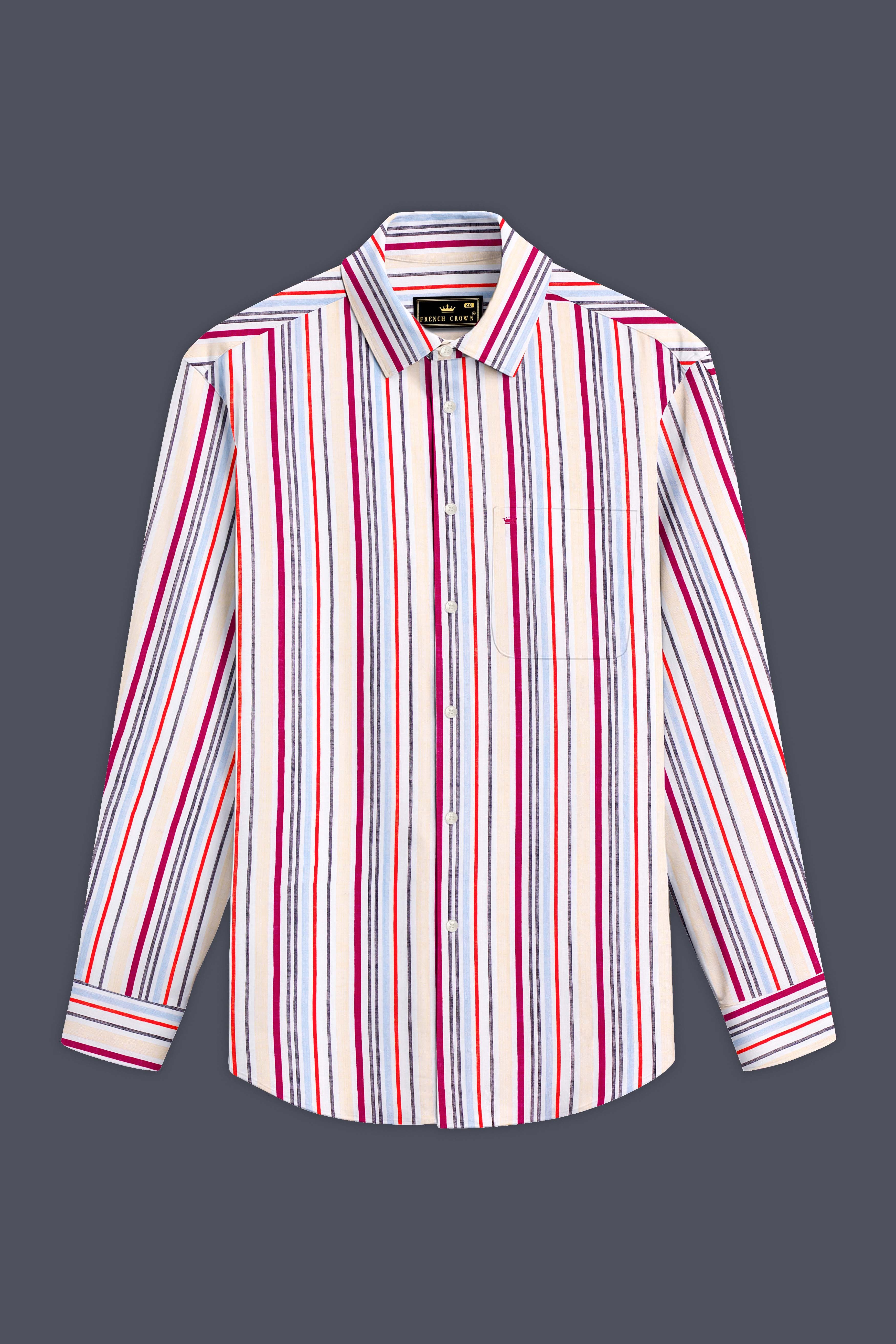 Rosy Dawn-Peach with Debian Pink Multicolor Striped Lightweight Premium Cotton Casual Shirt 13515-38, 13515-H-38, 13515-39, 13515-H-39, 13515-40, 13515-H-40, 13515-42, 13515-H-42, 13515-44, 13515-H-44, 13515-46, 13515-H-46, 13515-48, 13515-H-48, 13515-50, 13515-H-50, 13515-38-52, 13515-H-52