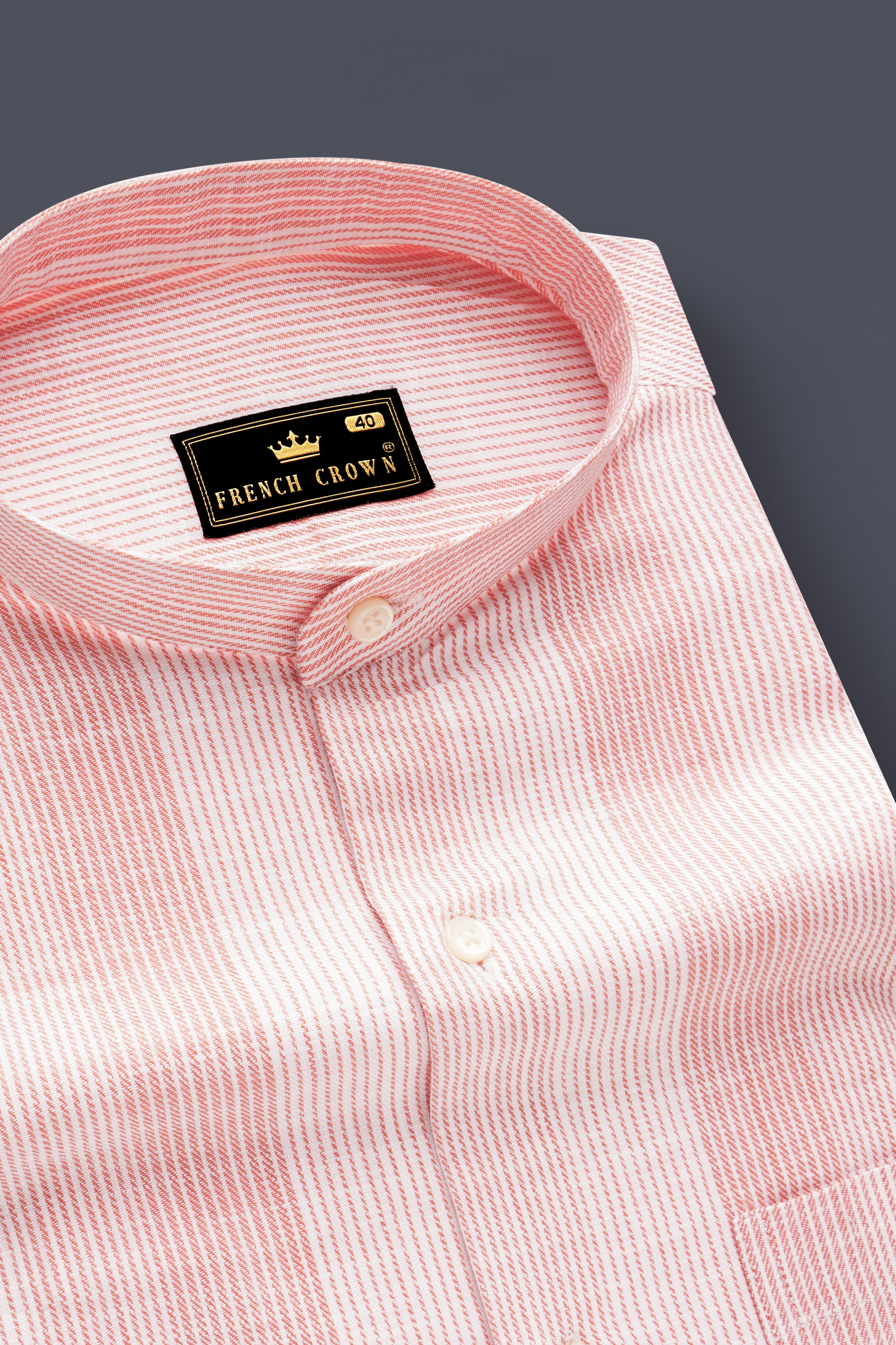 Rose-Flamingo Pink Stripes Luxurious Linen Casual Shirt