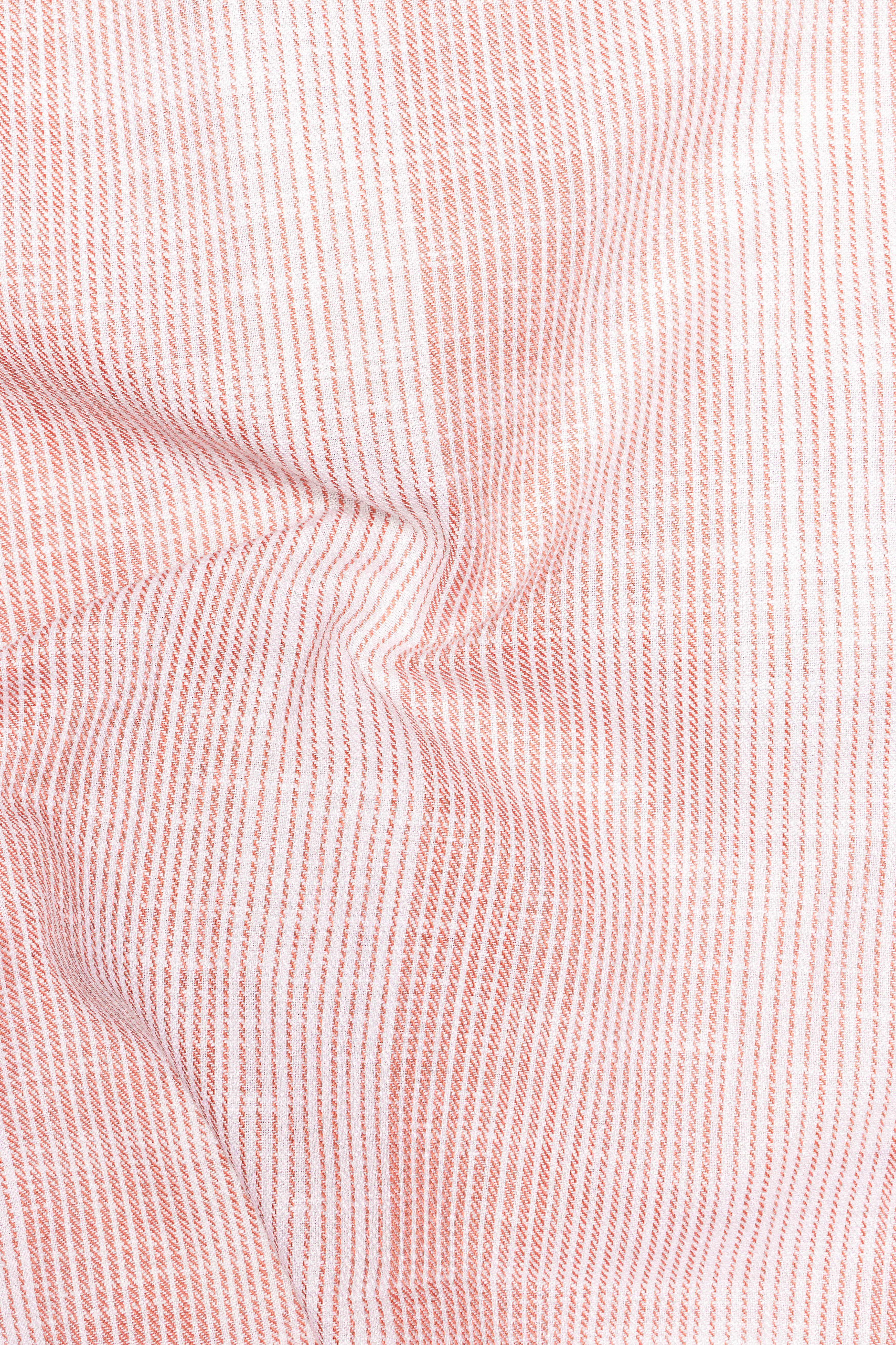 Rose-Flamingo Pink Stripes Luxurious Linen Casual Shirt