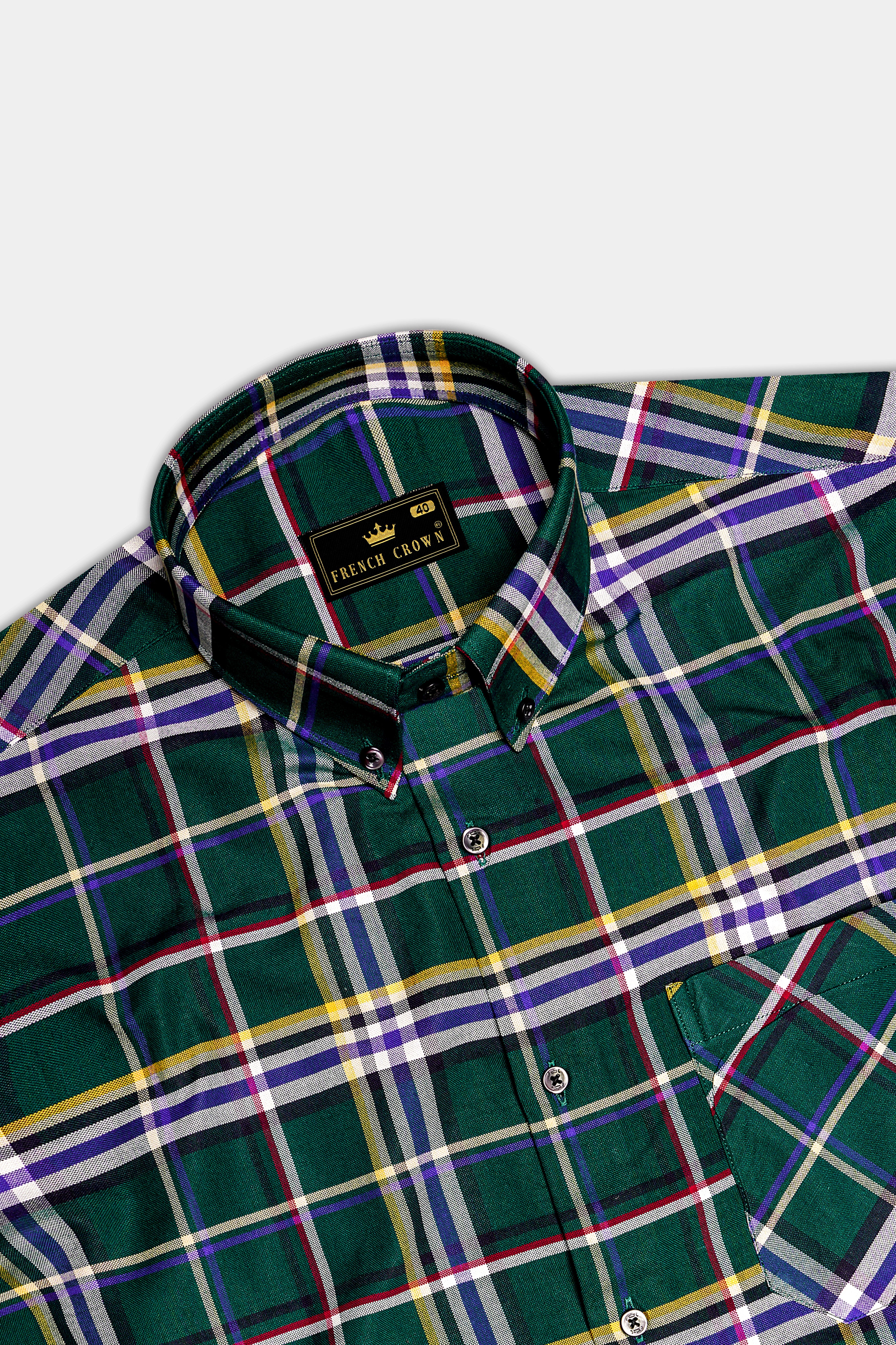 Heritage-Phthalo Green Plaid Oxford Premium Cotton Semi Formal Shirt
