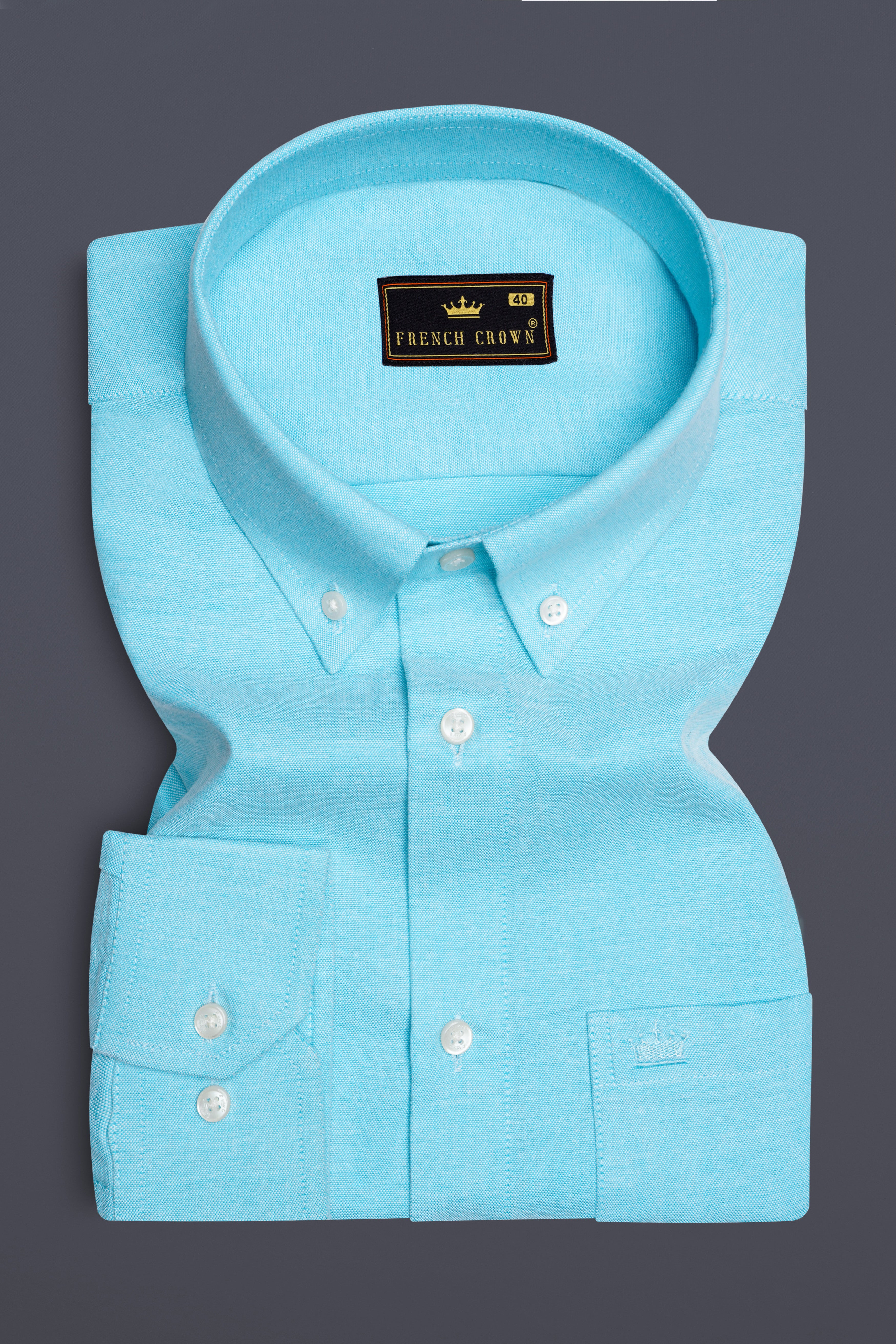 Azure Bay-Tiffany Blue Solid Oxford Premium Cotton Dress Shirt