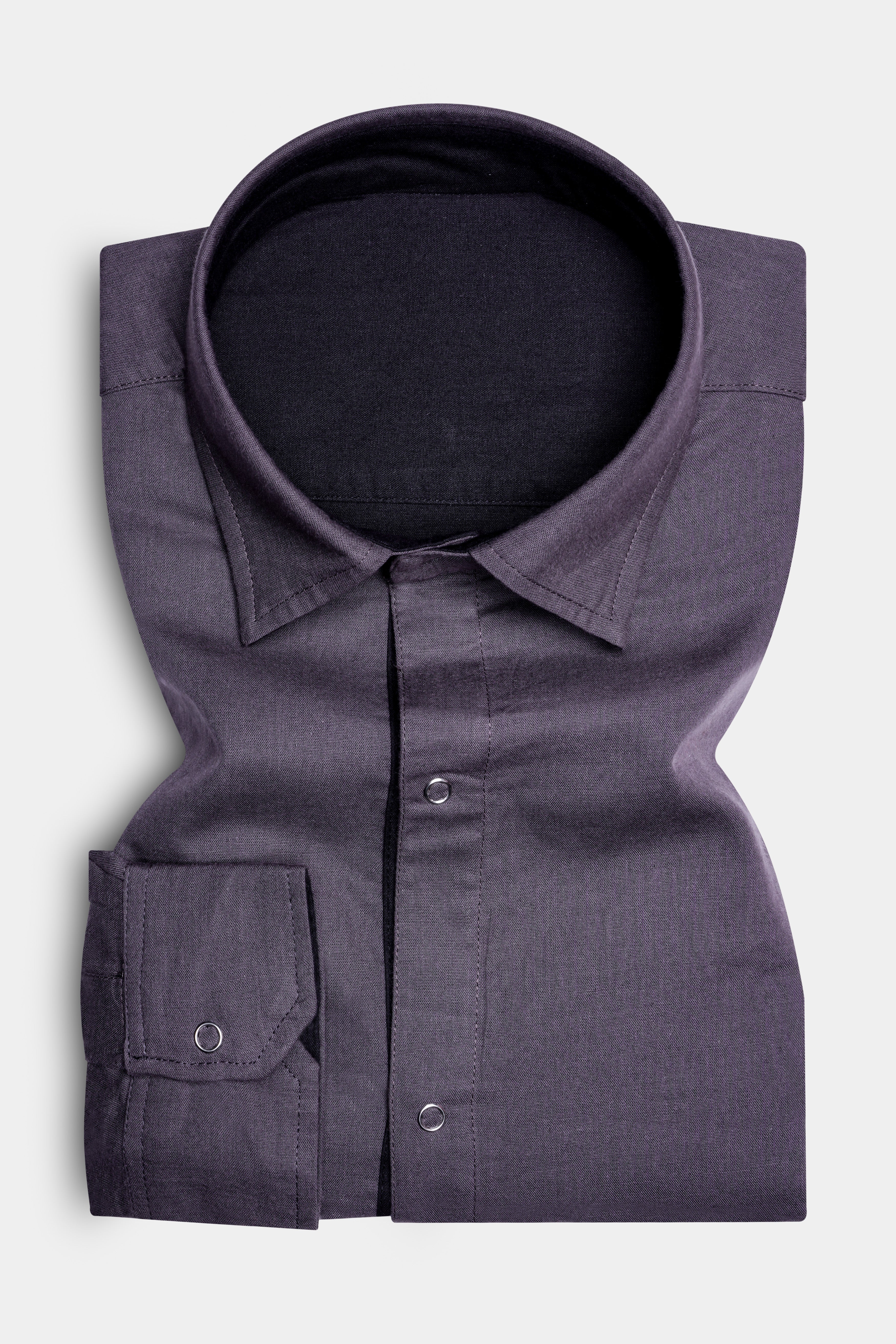 Noir Drift-Zeus Black And Fuscous Gray Solid Premium Giza Cotton Reversible Shirt