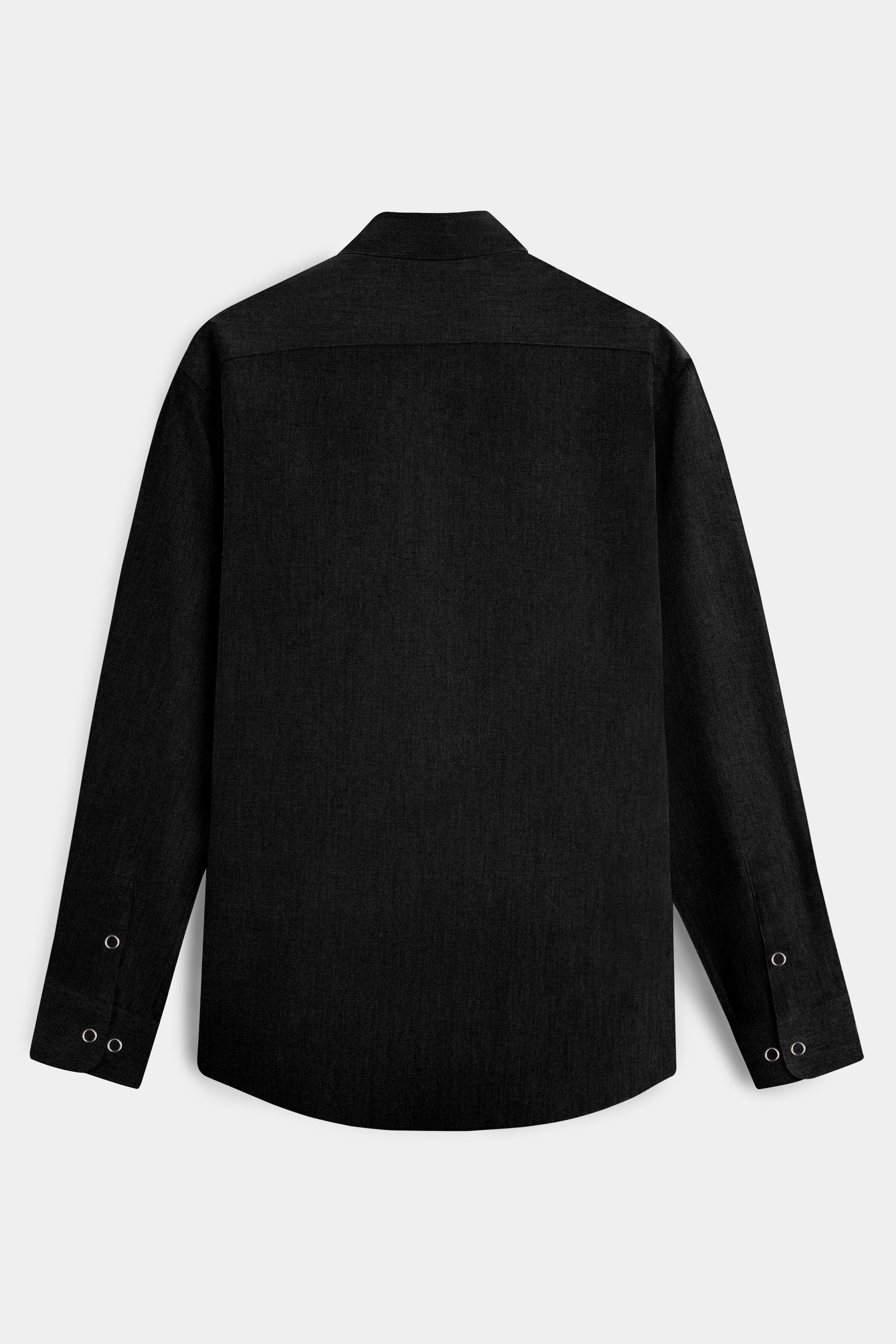 Noir Drift-Zeus Black And Fuscous Gray Solid Premium Giza Cotton Reversible Shirt