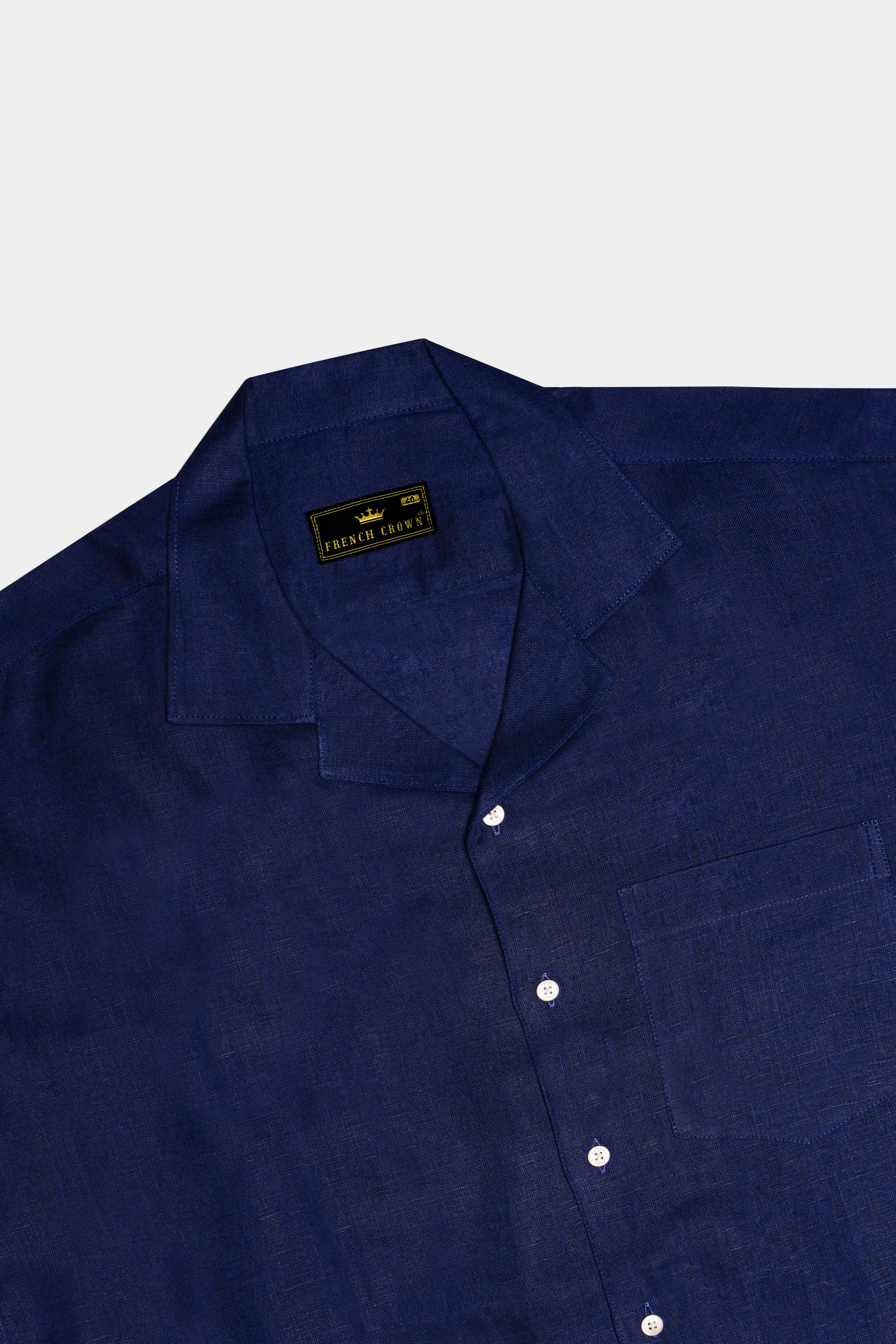 Coastal Charm-Azure Blue Solid Luxurious Linen Casual Shirt