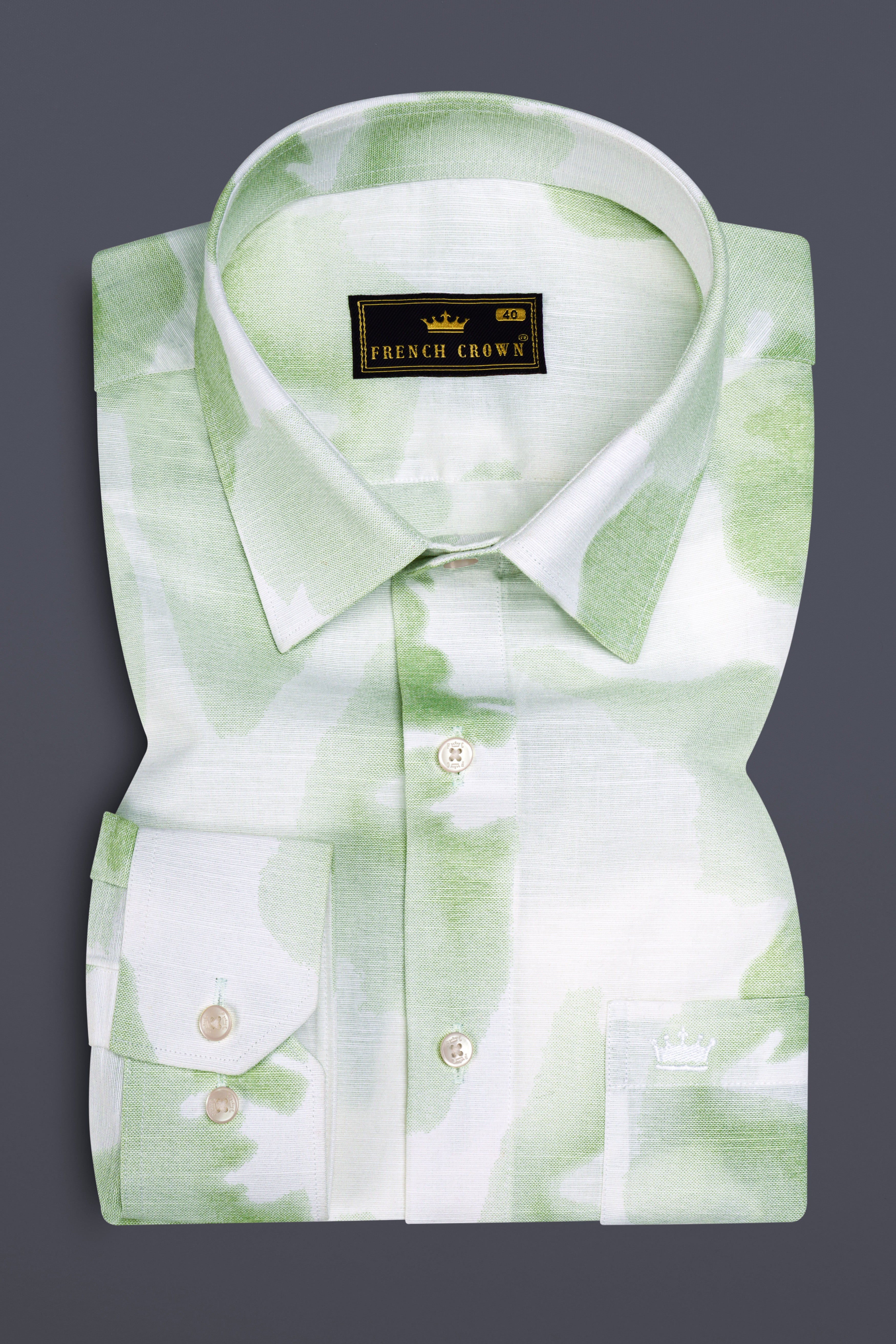 Sage Green and White Luxurious Linen Shirt