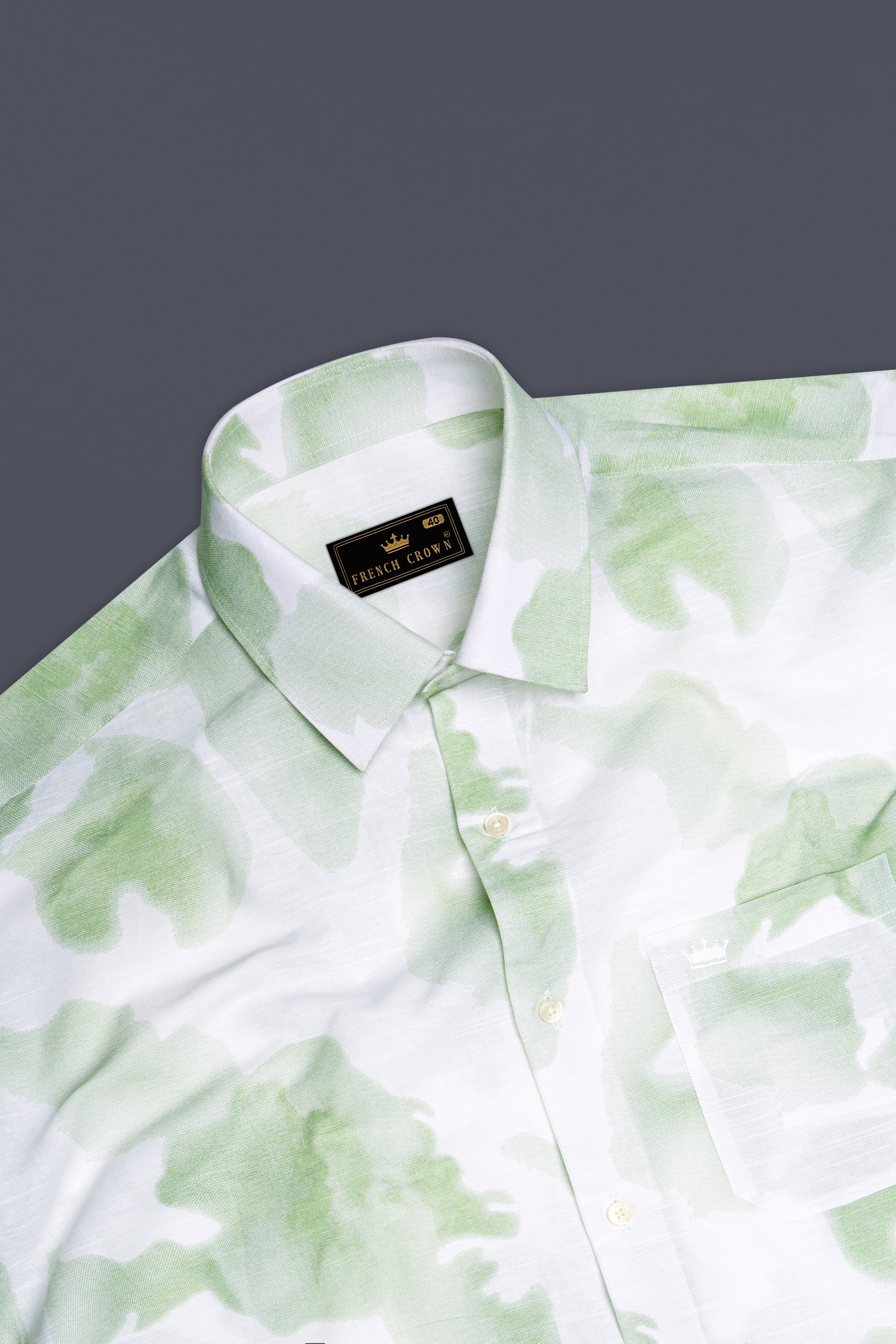 Sage Green and White Luxurious Linen Shirt