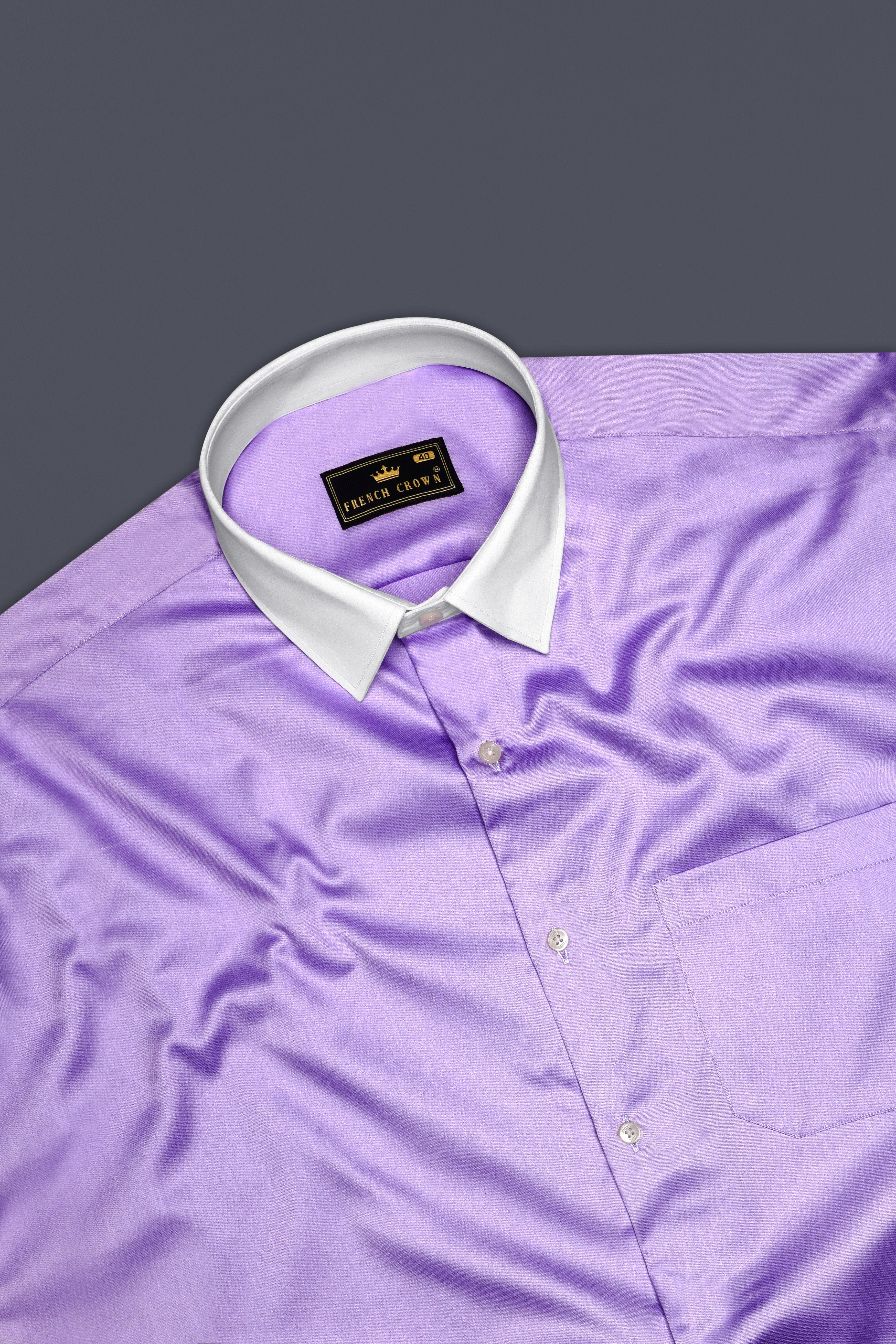 Amethyst Hue-Wisteria Purple Solid Subtle Sheen Super Soft Premium Cotton Dress Shirt