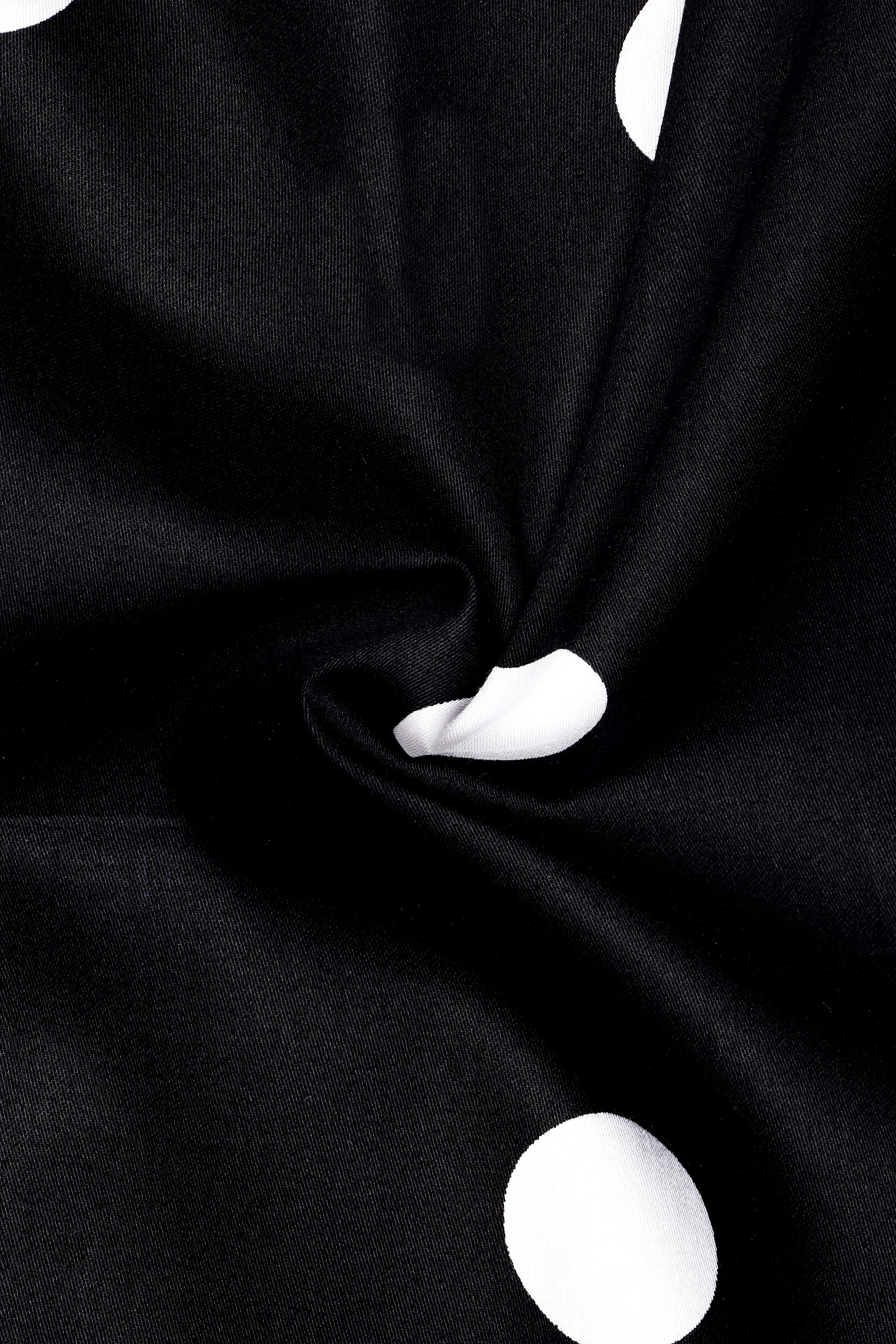 Polka Noir-Jade Black And White Polka Dotted Subtle Sheen Super Soft Premium Cotton Casual Shirt