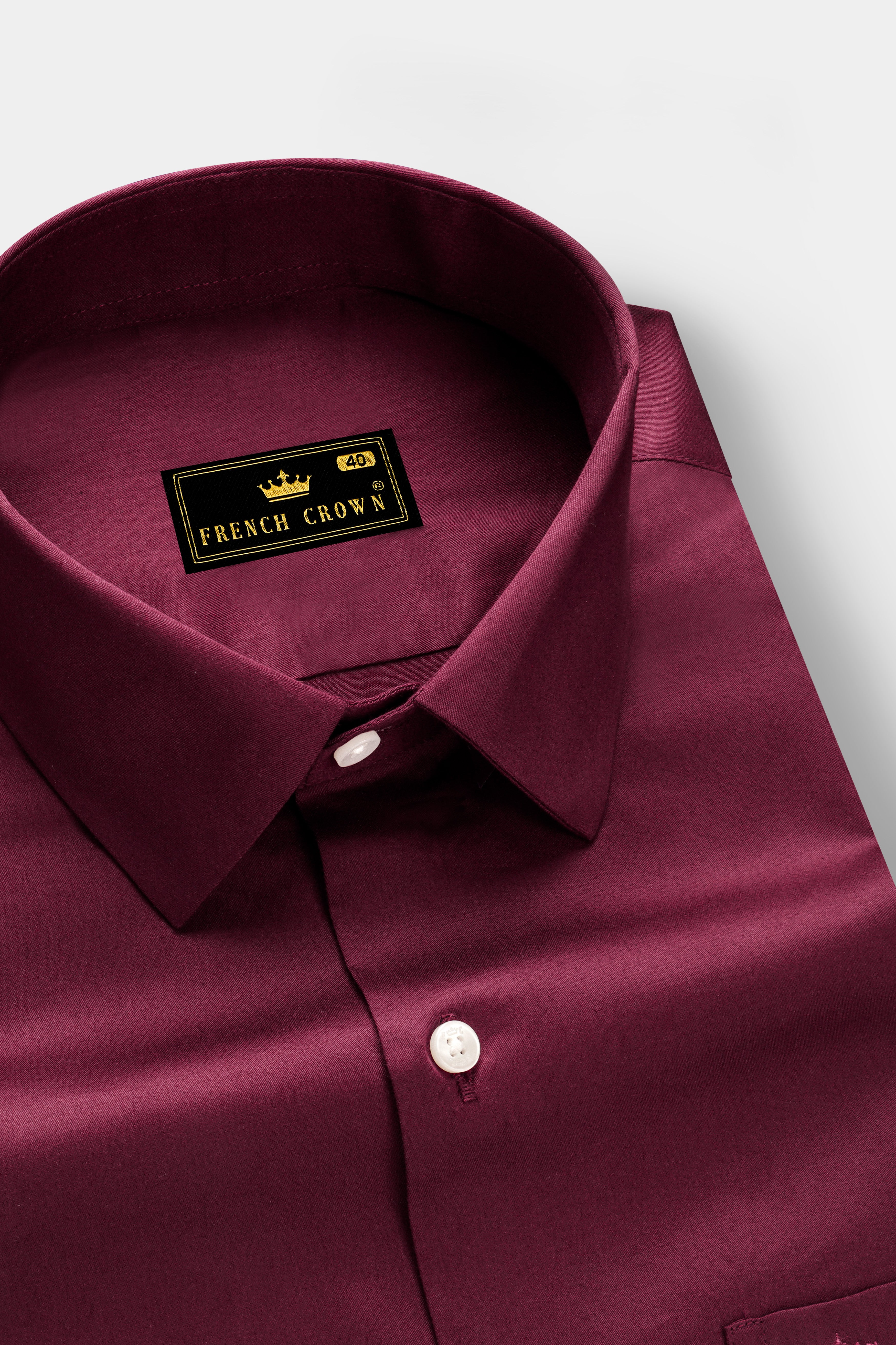 Raspberry-Wine Berry Solid Maroon Subtle Sheen Super Soft Premium Cotton Dress Shirt