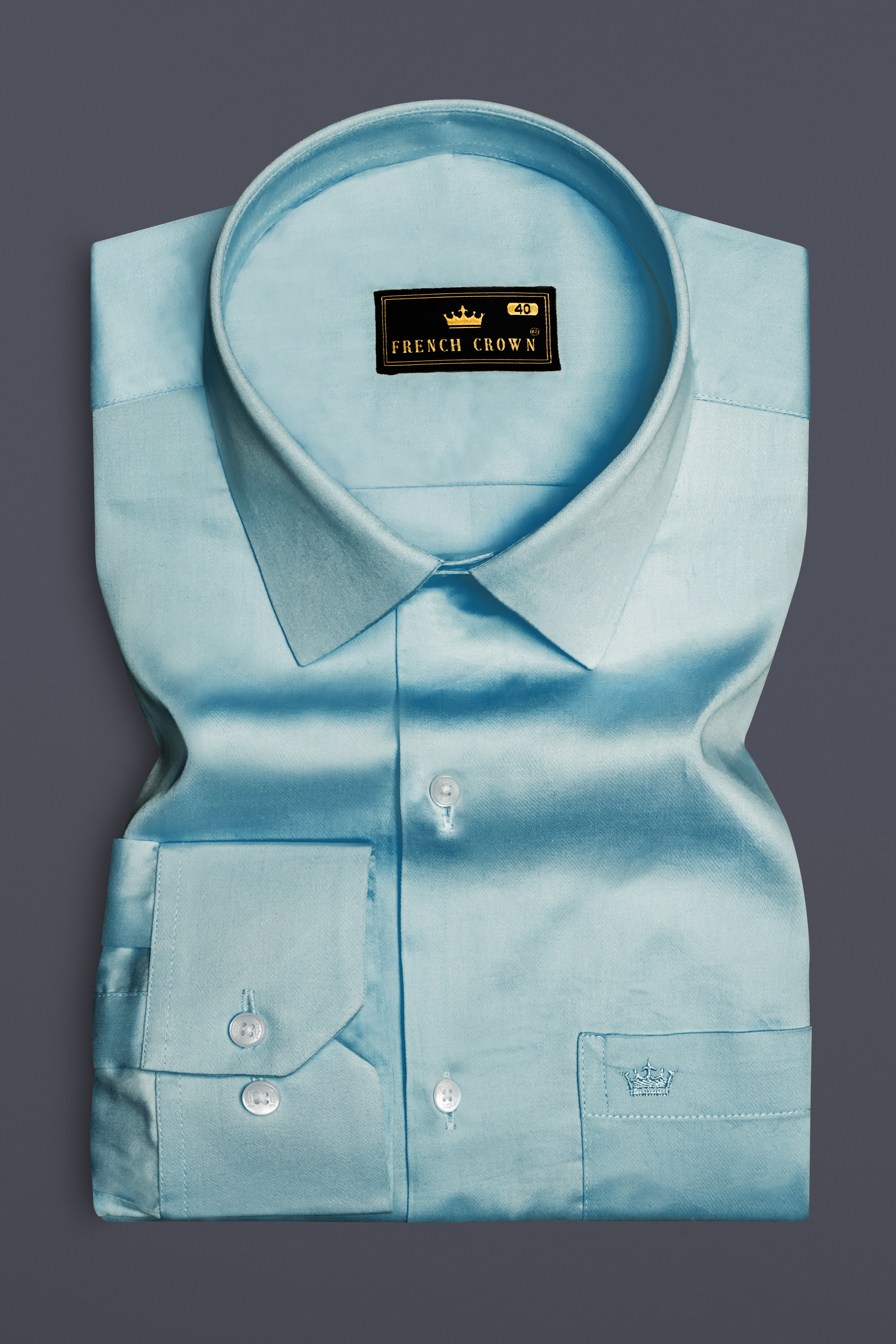 Azure Mist-Cyan Opaque Blue Subtle Sheen Super Soft Premium Cotton Dress Shirt