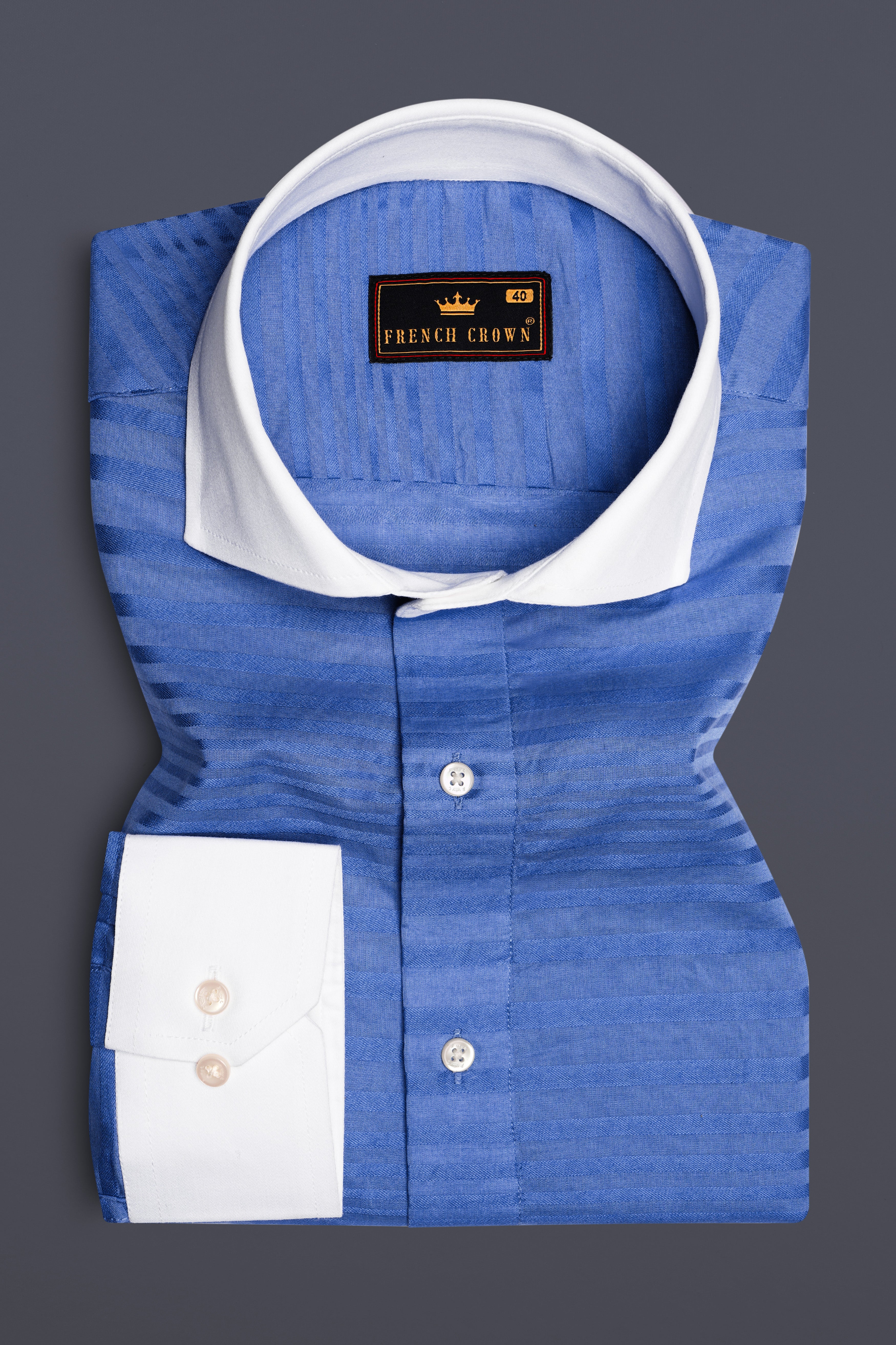Faded Blue Jacquard Textured Premium Cotton Shirt