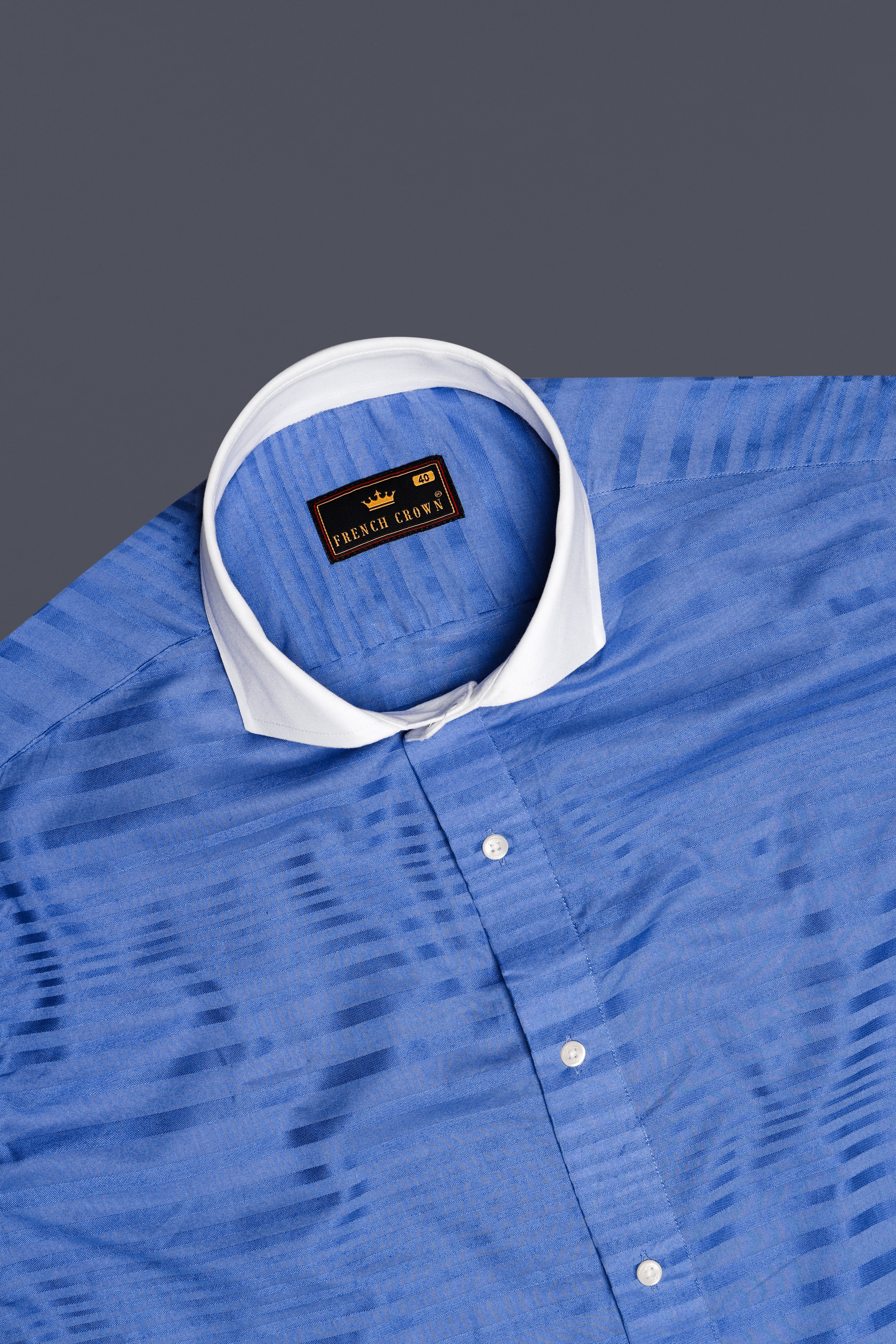 Faded Blue Jacquard Textured Premium Cotton Shirt