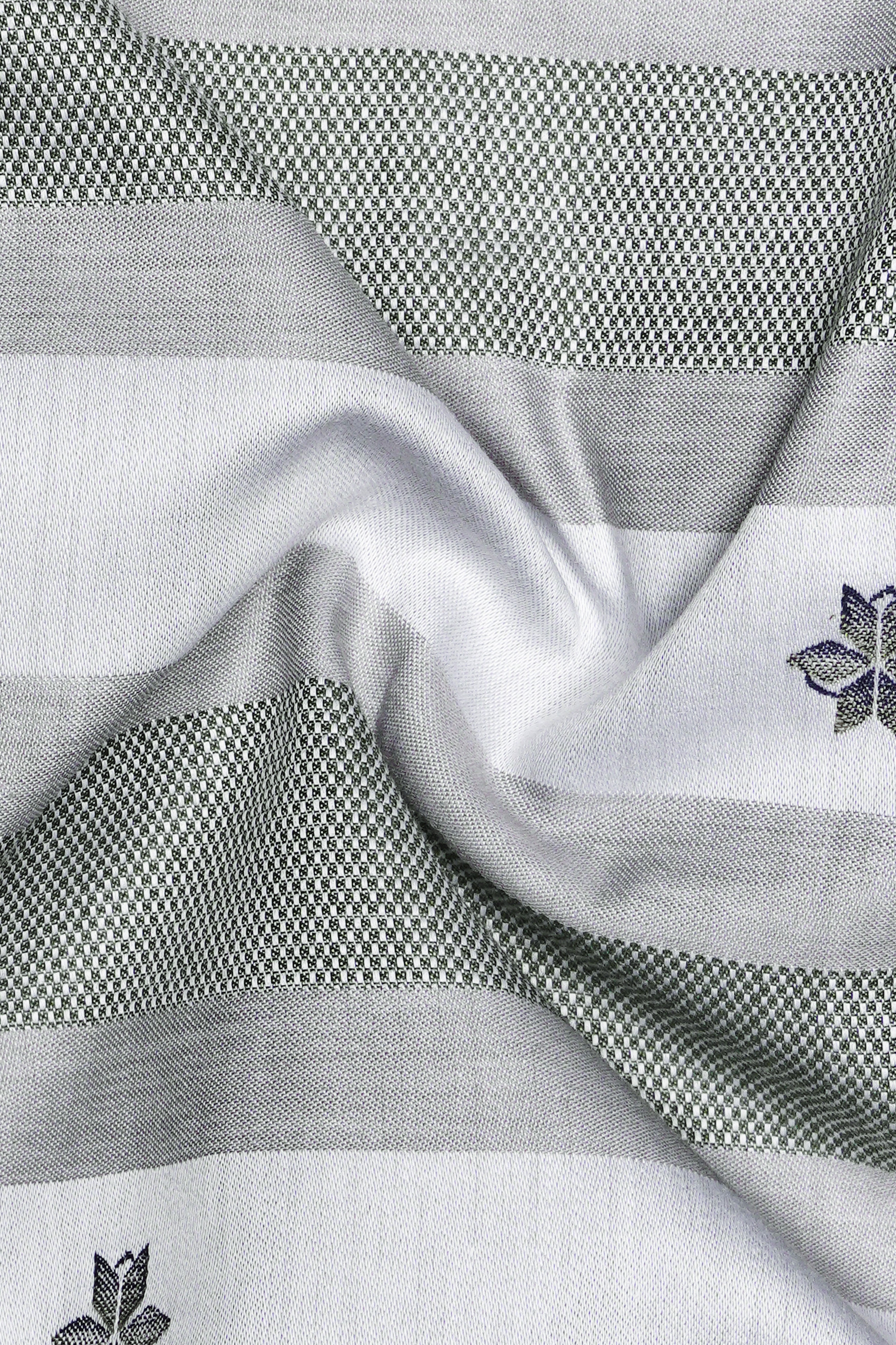 Fuscous Grey and Quil Grey Plaid Jacquard Cotton Shirt