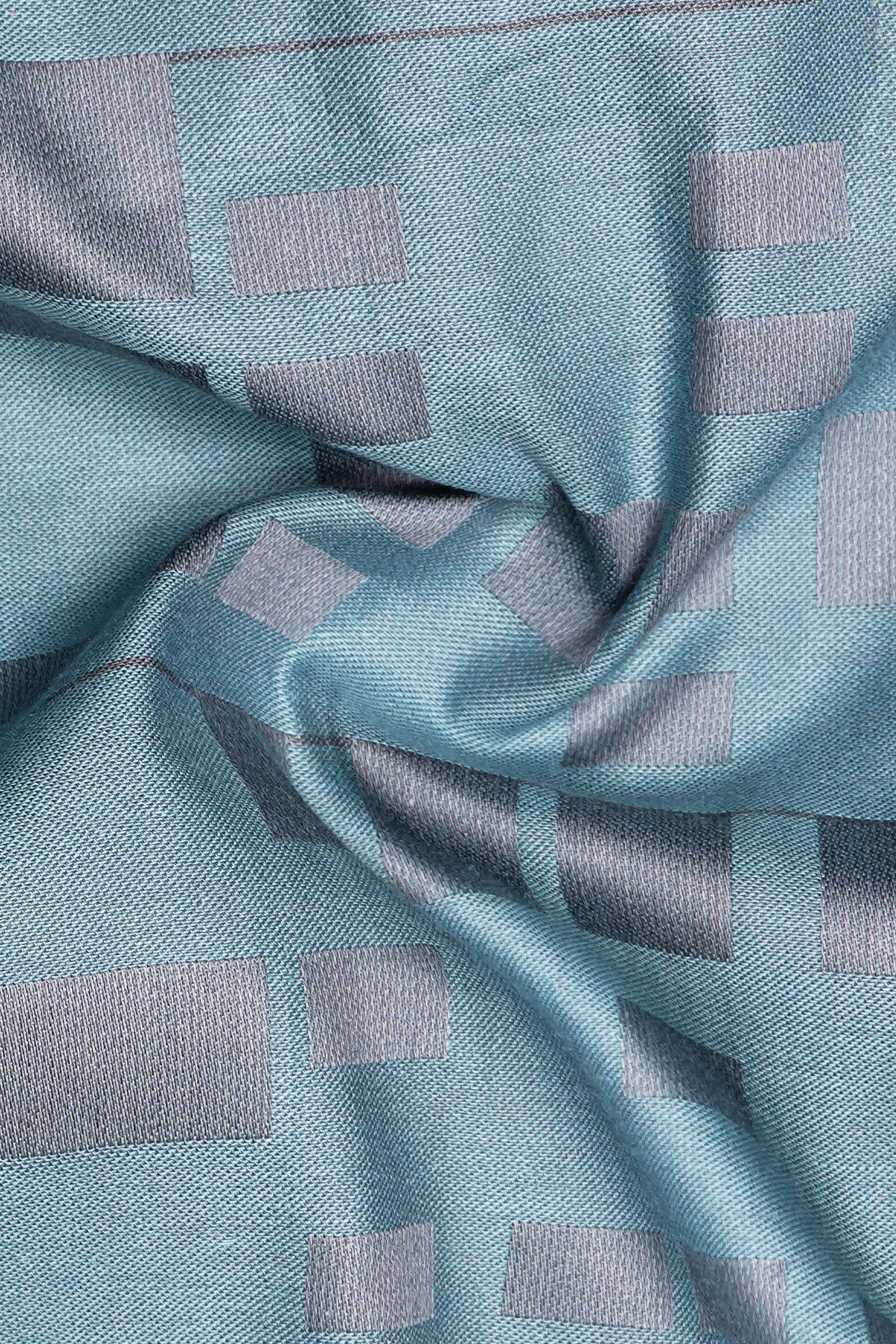 Regent Grey Square Printed Jacquard Cotton Shirt