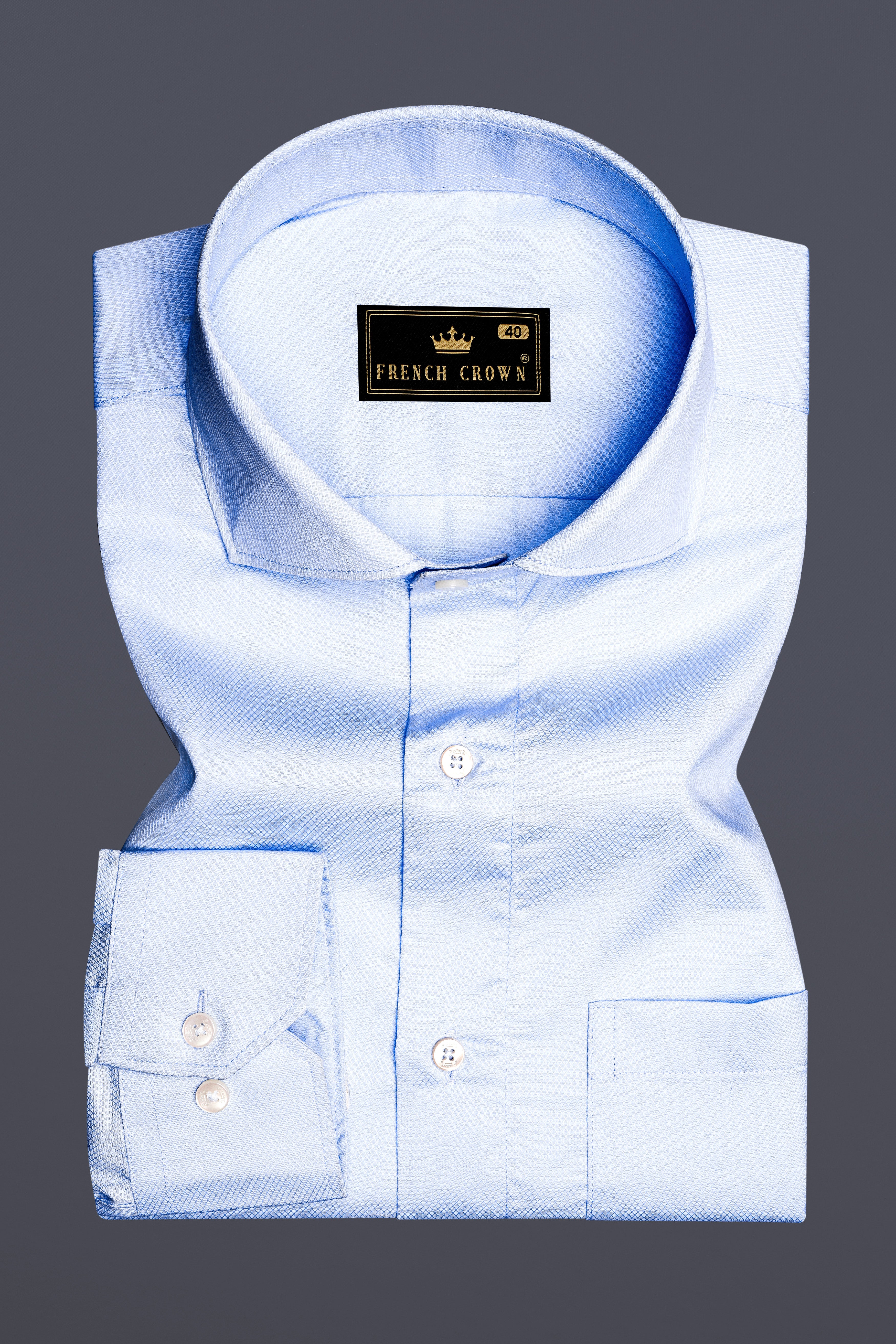 Hawkes Blue Dobby Textured Premium Cotton Shirt