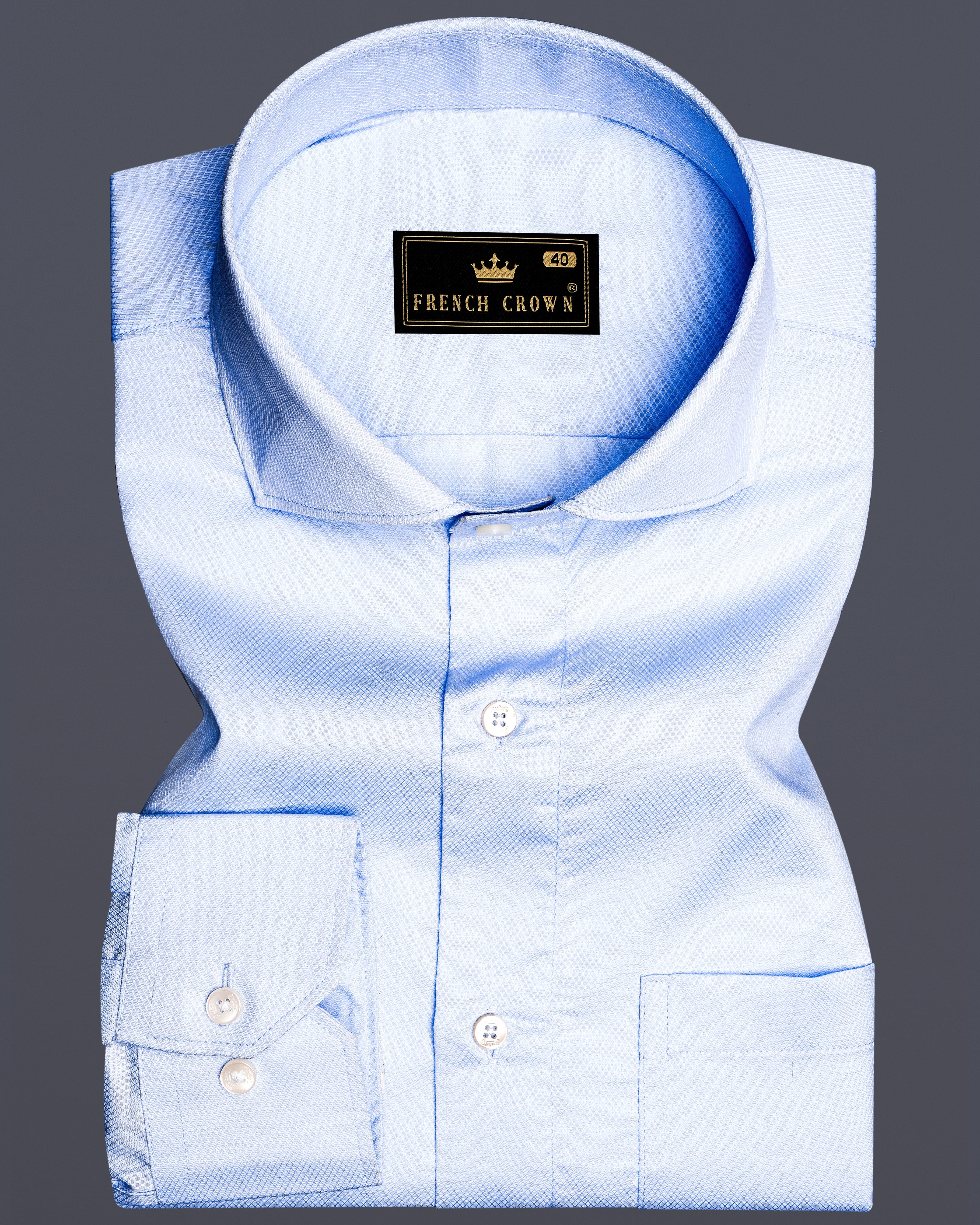 Hawkes Blue Dobby Textured Premium Cotton Shirt