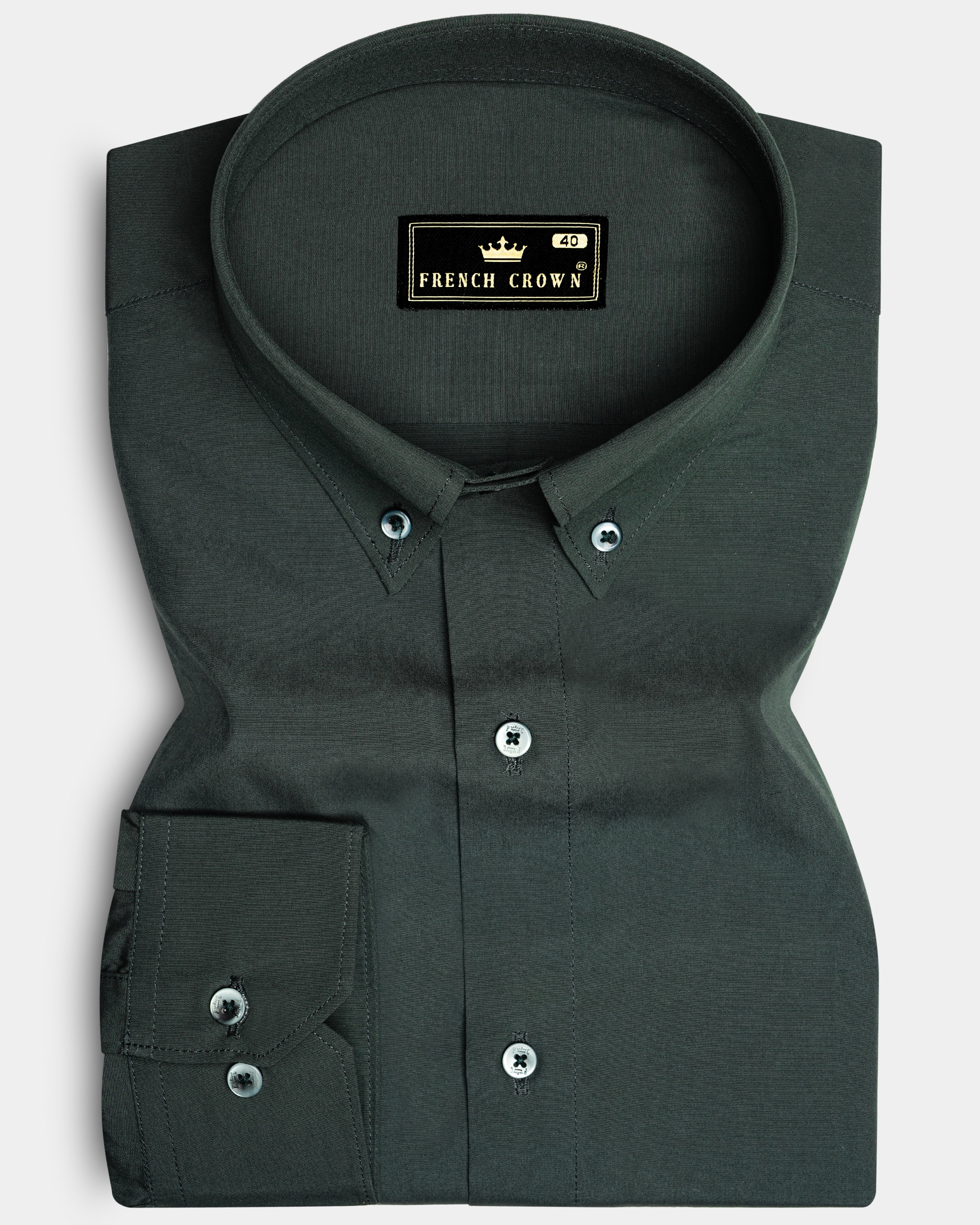 Cyan Green Plain Solid Poplin Premium Cotton Shirt