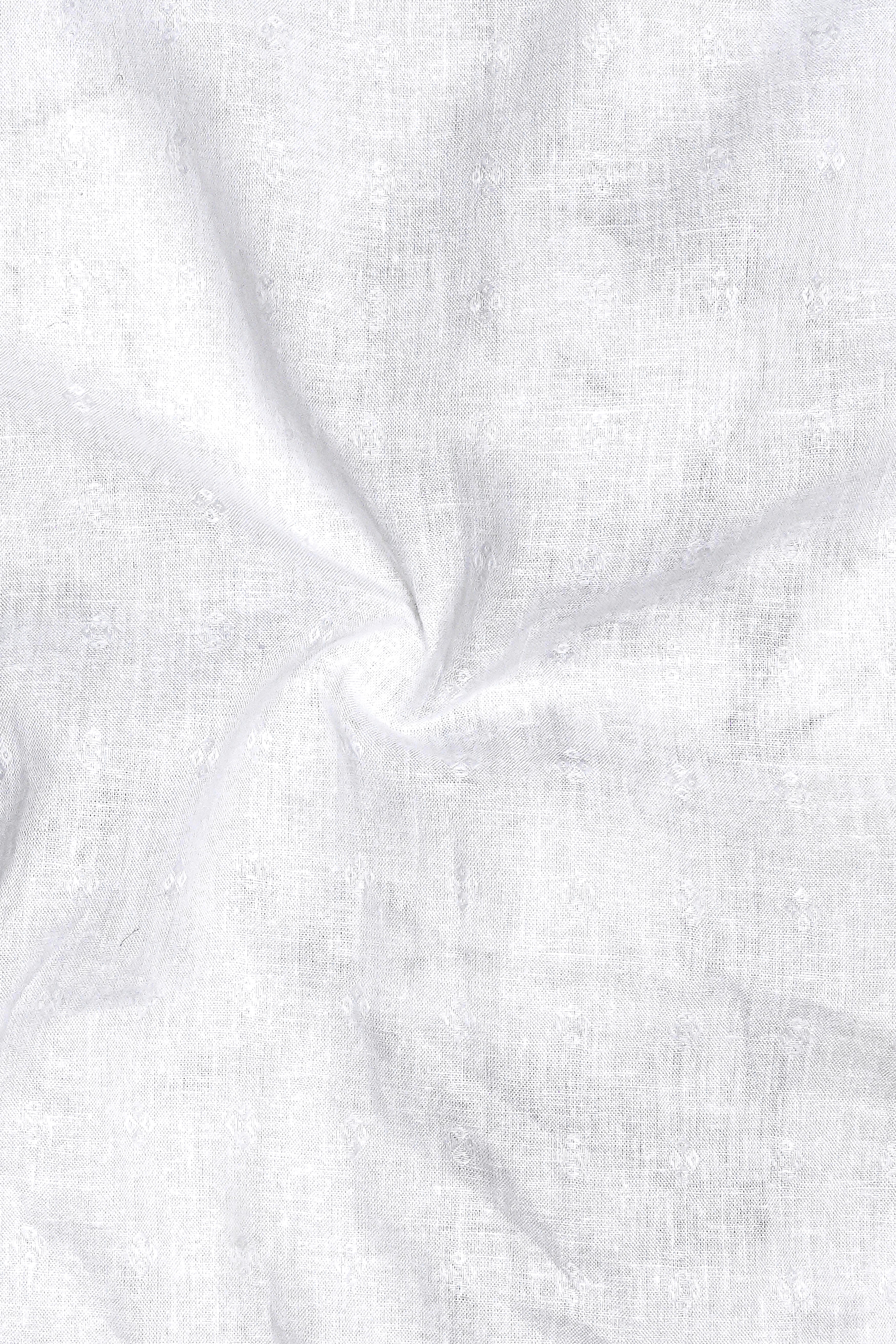 Bright White Linen Jacquard textured Premium Cotton Shirt