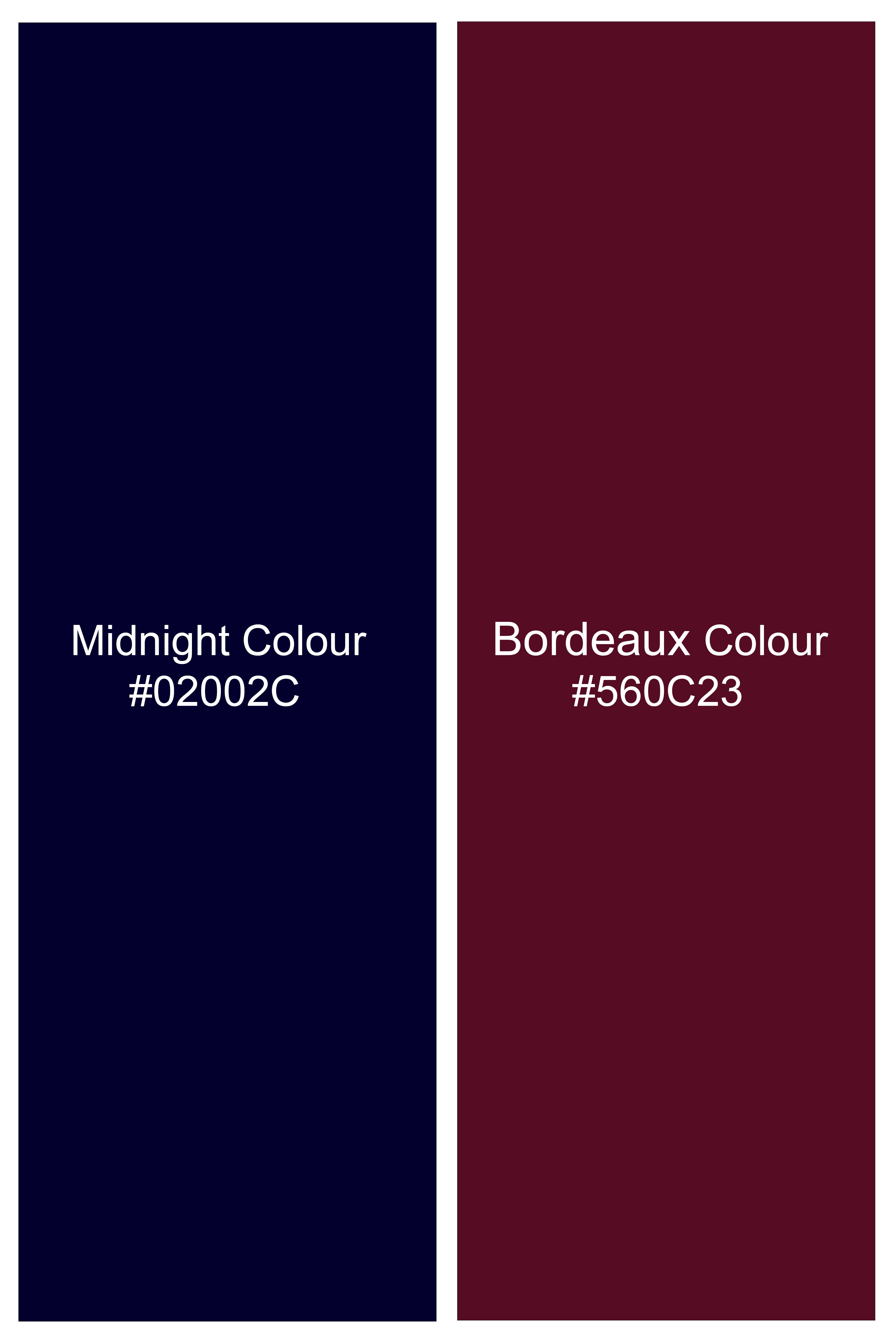Midnight Blue And Bordeaux Red Multicoloured Striped Indigo Denim Casual Designer Shirt
