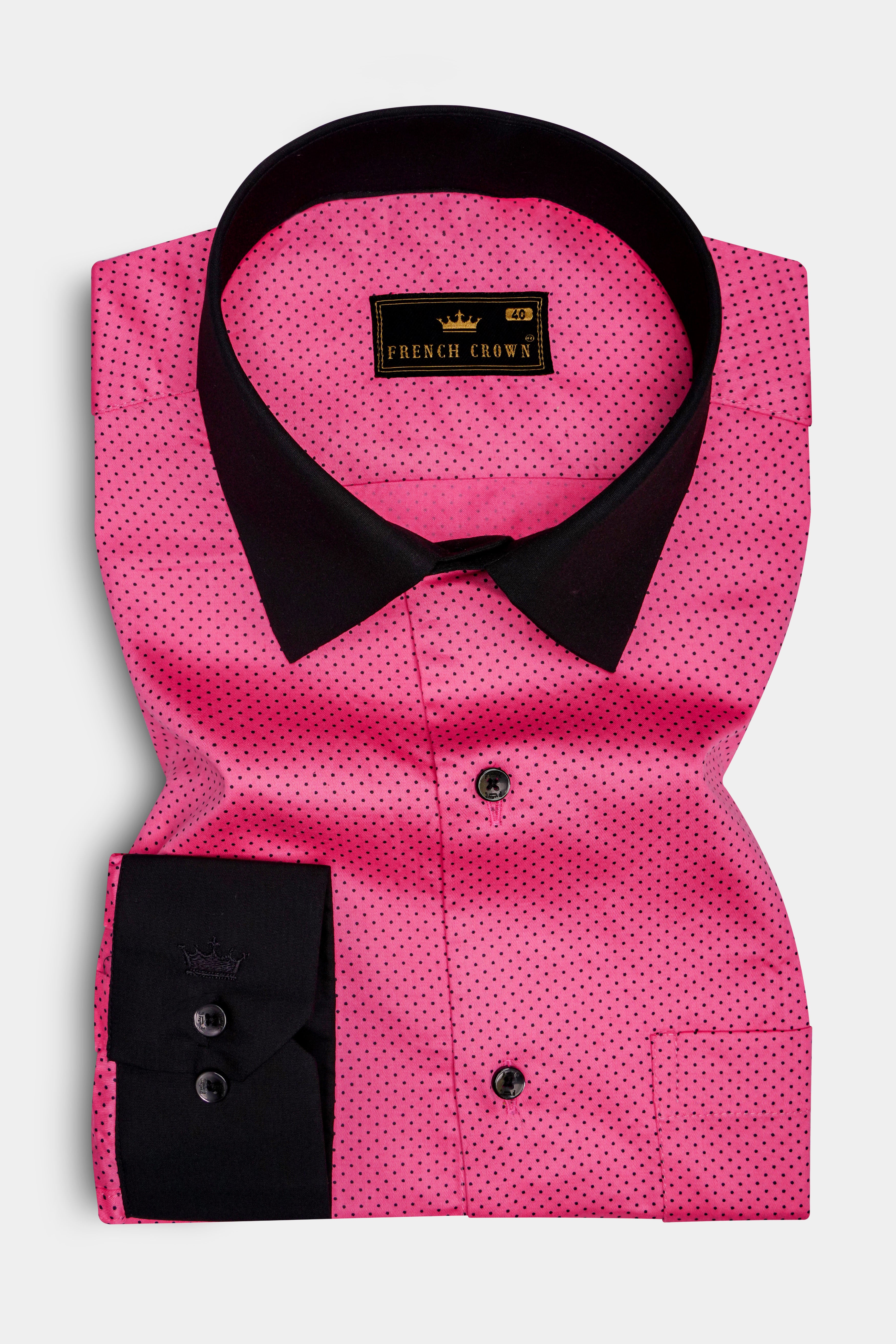 Rosisse-French Rose Dots Printed Subtle Sheen Super Soft Premium Cotton Casual Shirt