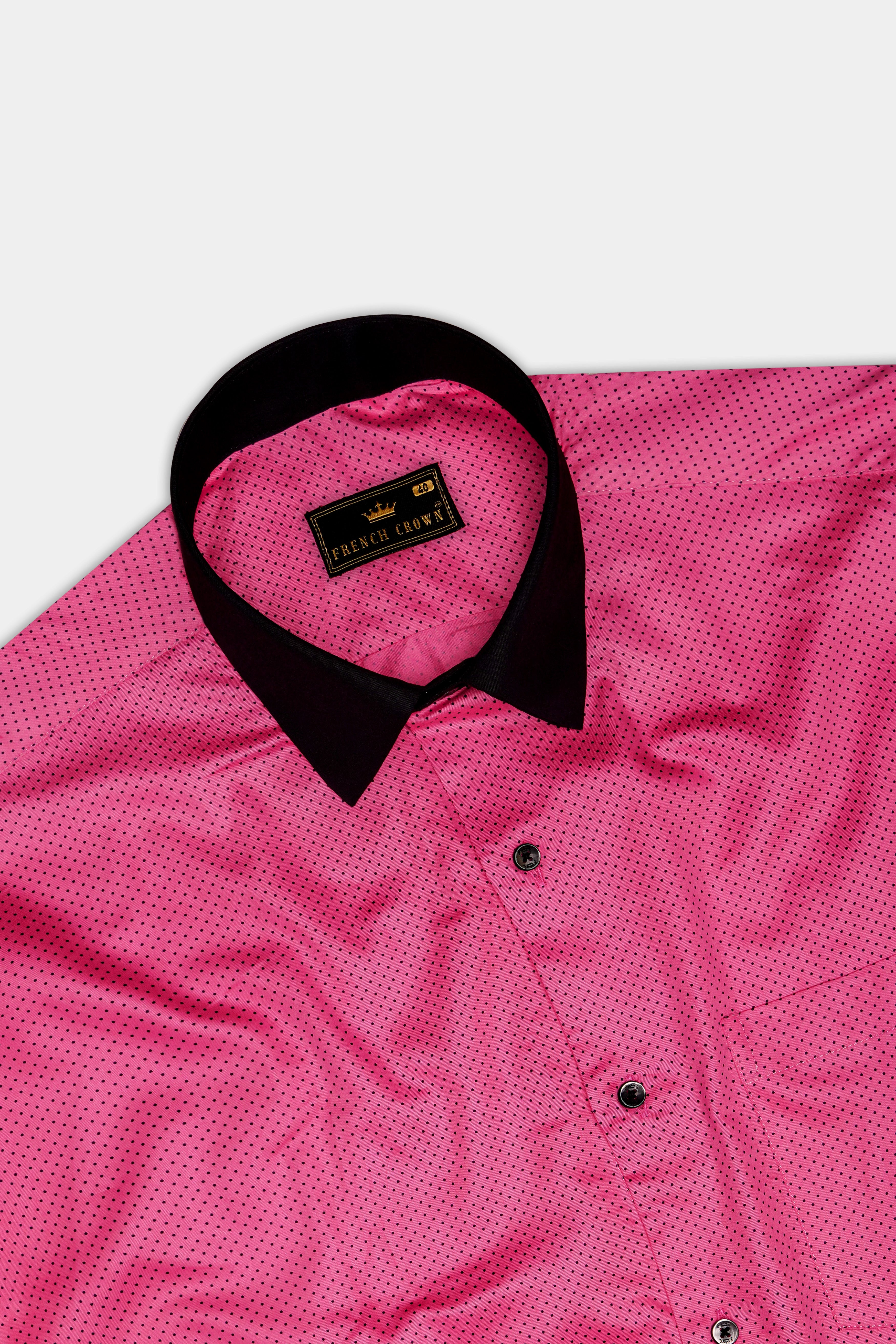Rosisse-French Rose Dots Printed Subtle Sheen Super Soft Premium Cotton Casual Shirt