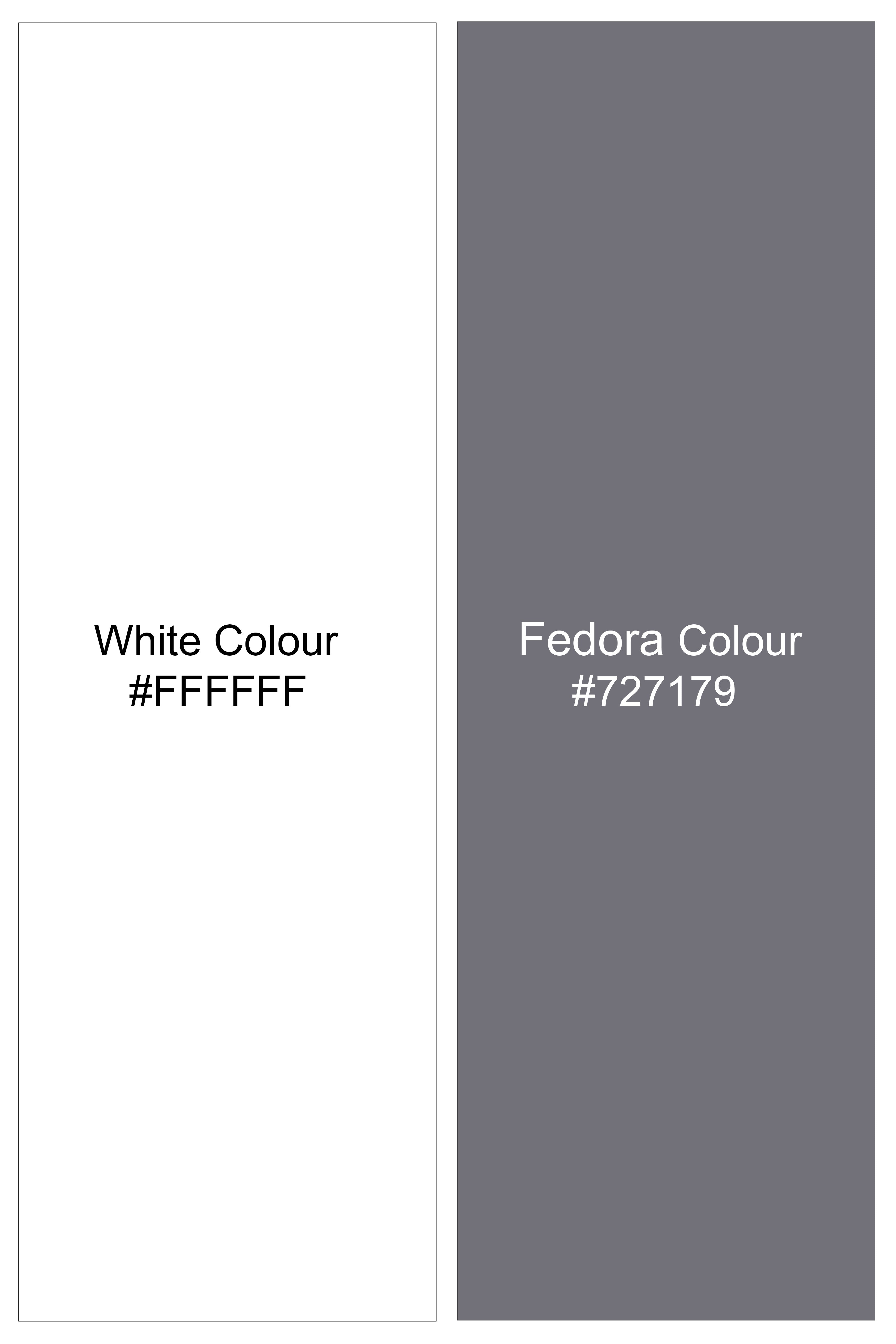 Fedora Gray And Bright White Printed Subtle Sheen Super Soft Premium Cotton Casual Designer Shirt