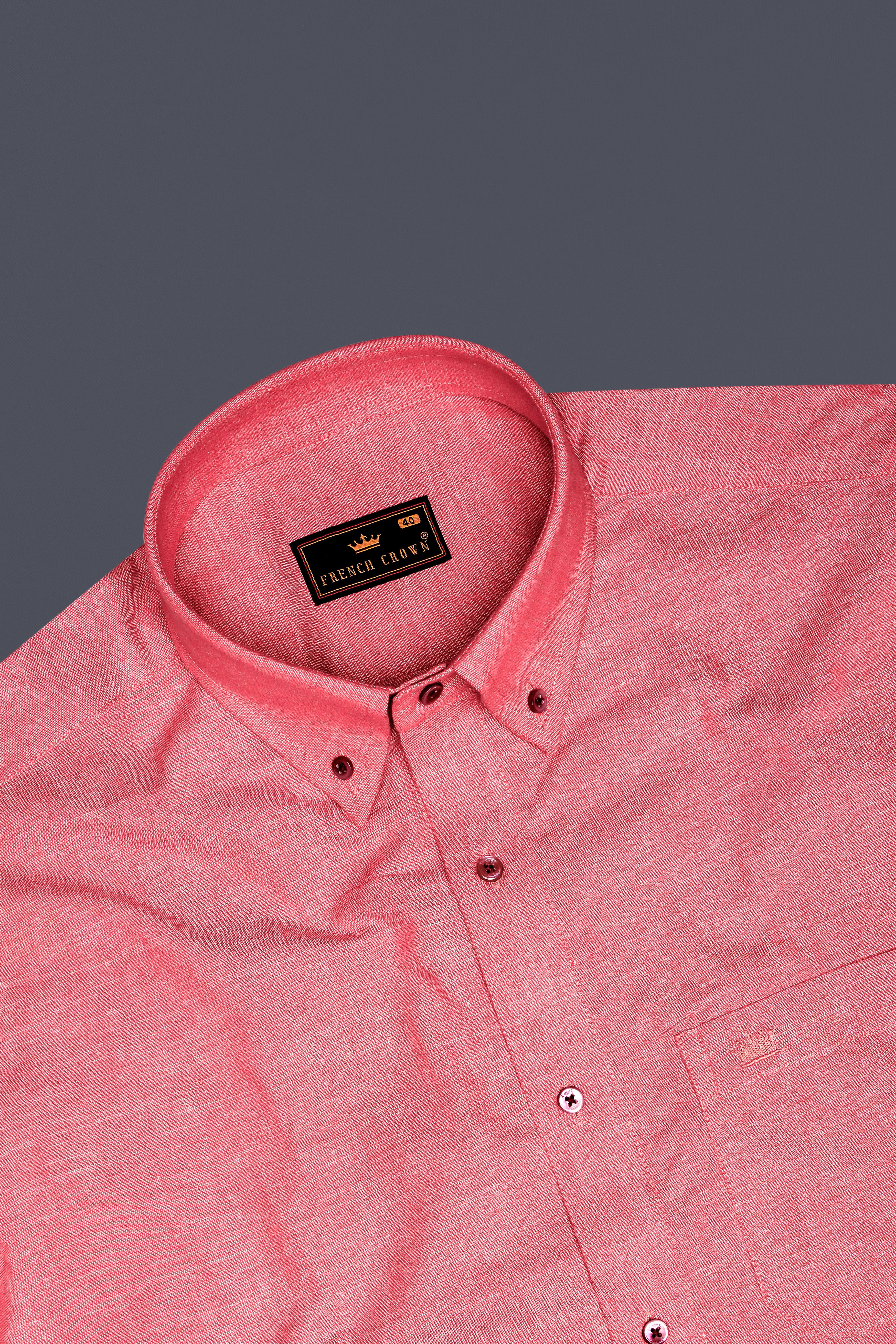 Blusheen-Brink Pink Solid Oxford Premium Cotton Semi Formal Shirt