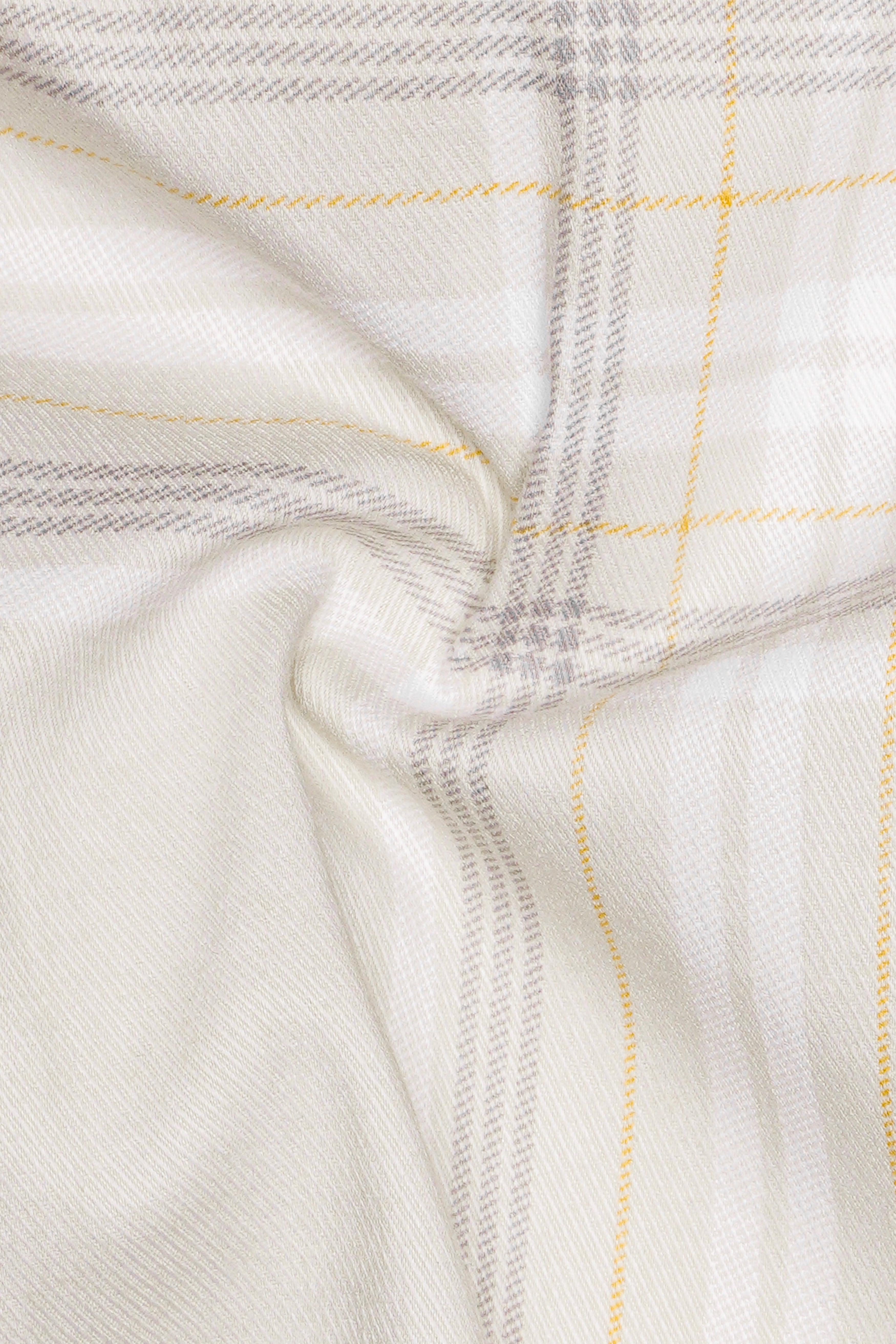 Velcrest-Mercury Cream Plaid Twill Premium Cotton Semi Formal Shirt