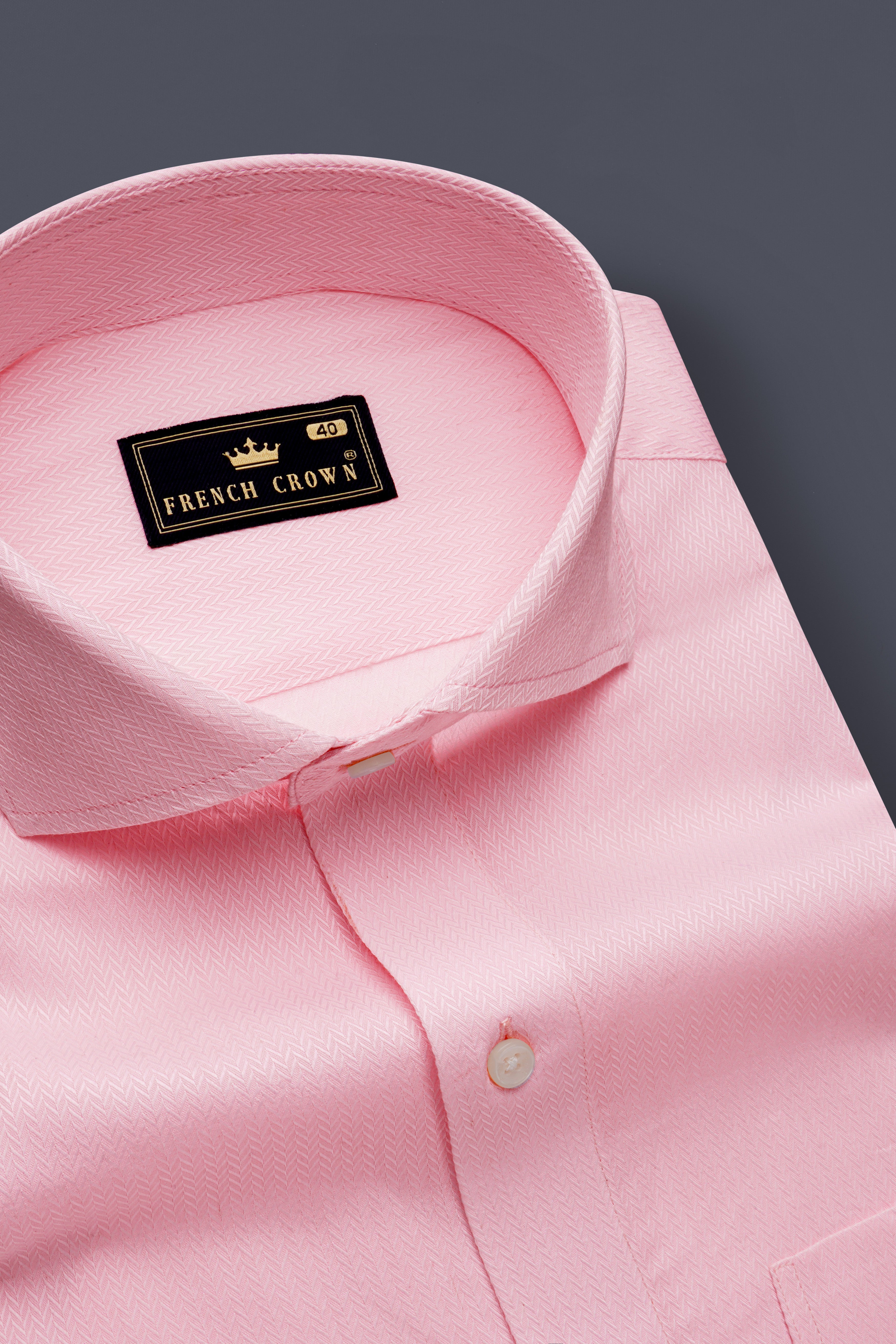 Gizellea-Cavern Pink Dobby Textured Premium Giza Cotton Dress Shirt